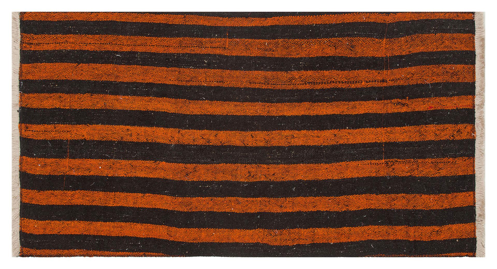 GERÇEK EL DOKUMA SARİ KIRMIZI RENGİ ÇİZGİLİ DESEN KİLİM