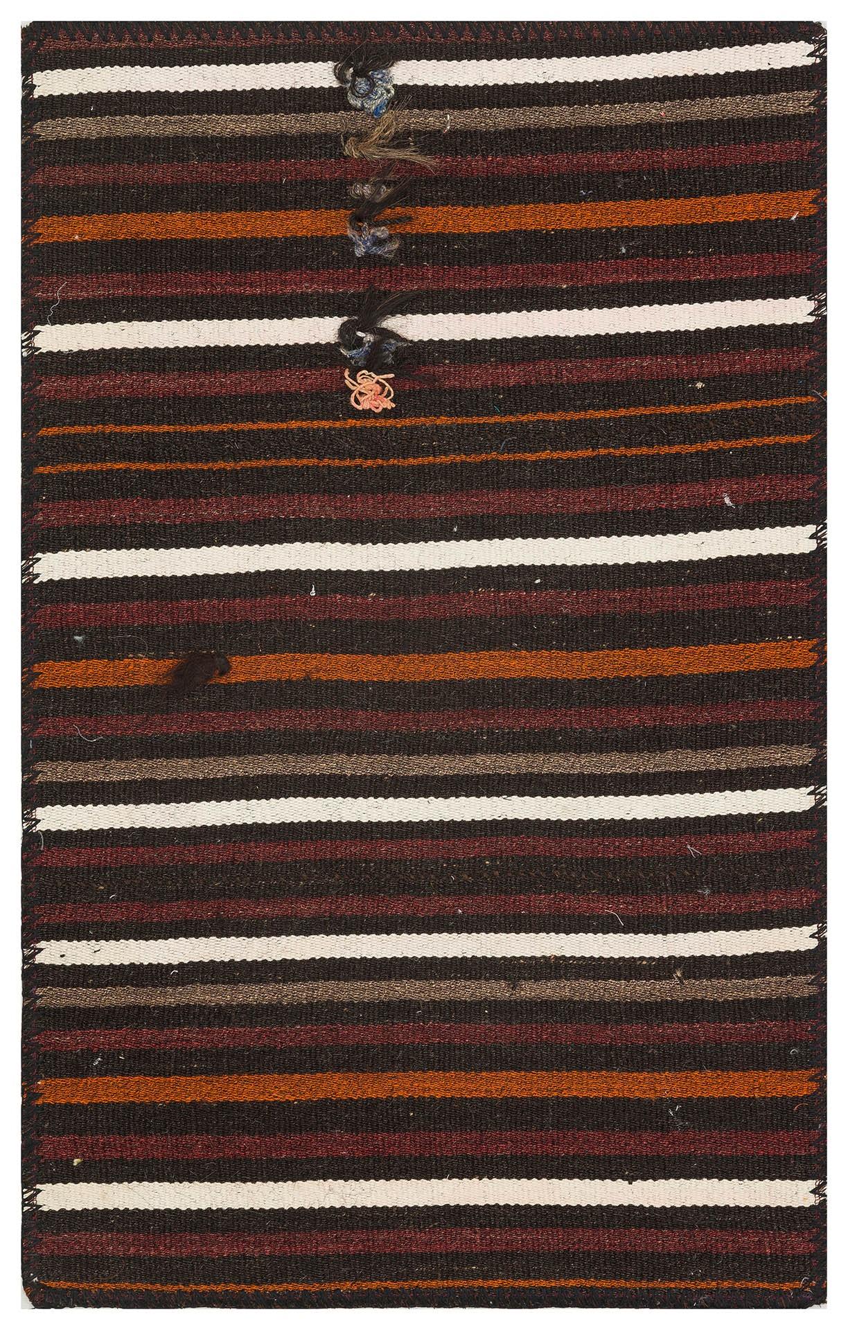 Gerçek El Dokuma Çok Renkli Çizgili Kilim Paspas