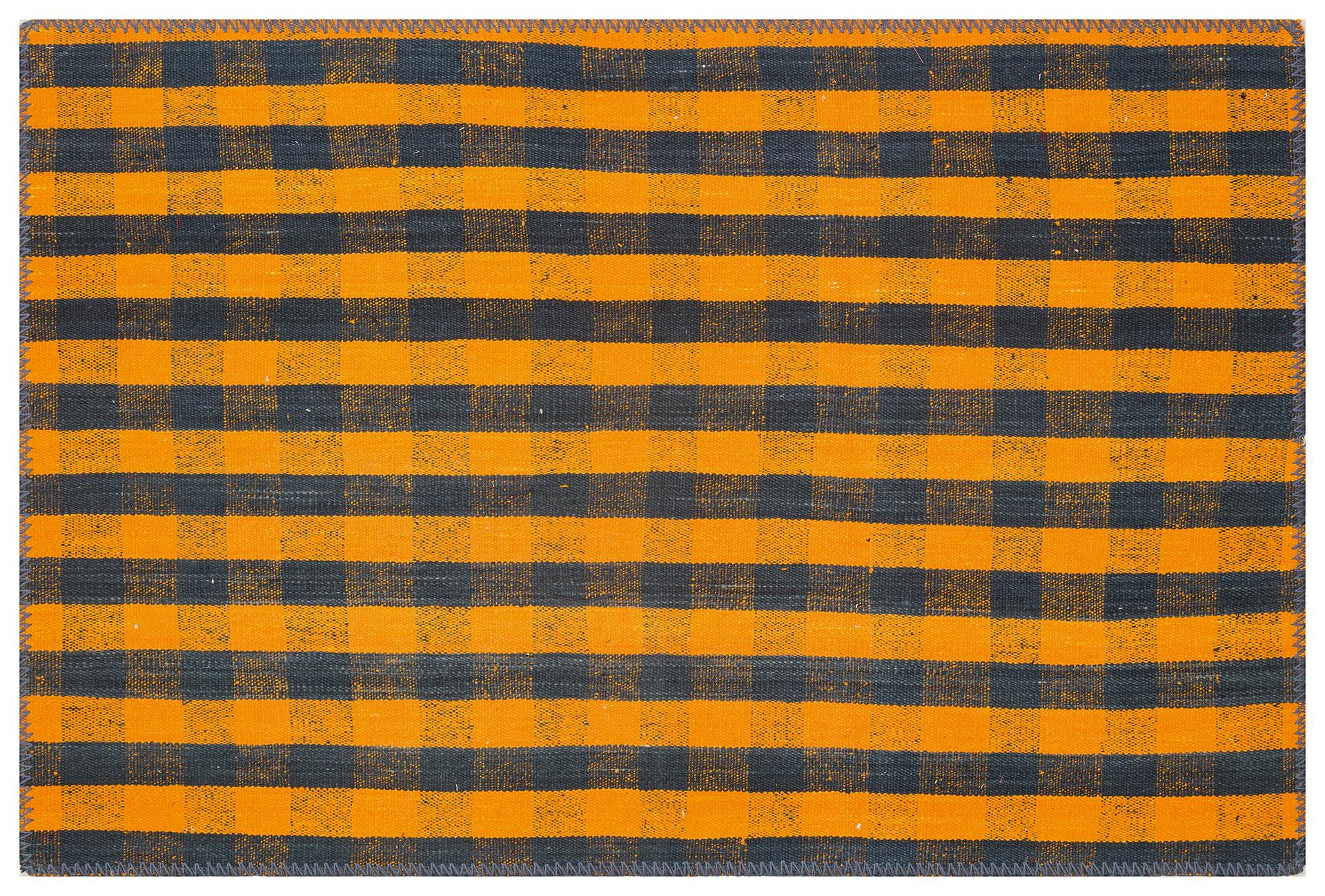 LACİVERT TURUNCU RENGİ EL DOKUMA KİLİM PASPAS