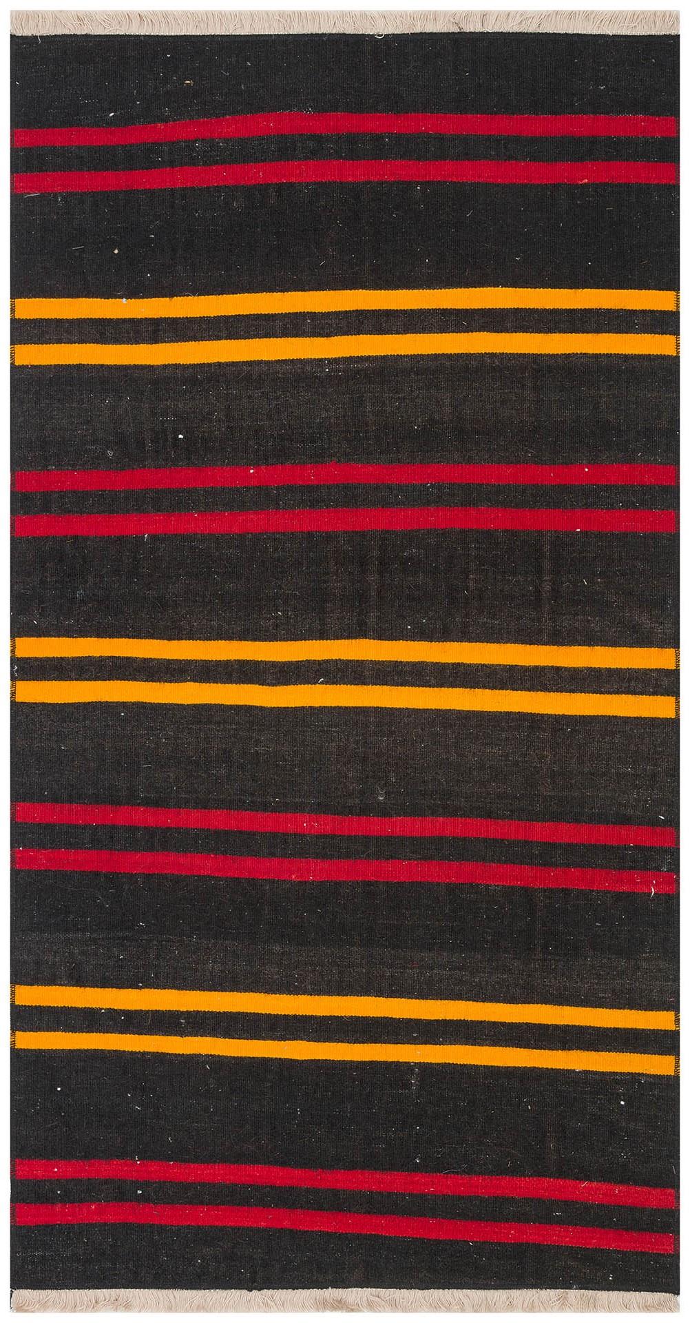 SARİ KIRMIZI RENGİ ÇİZGİLİ DESEN EL DOKUMA ANADOLU KİLİM