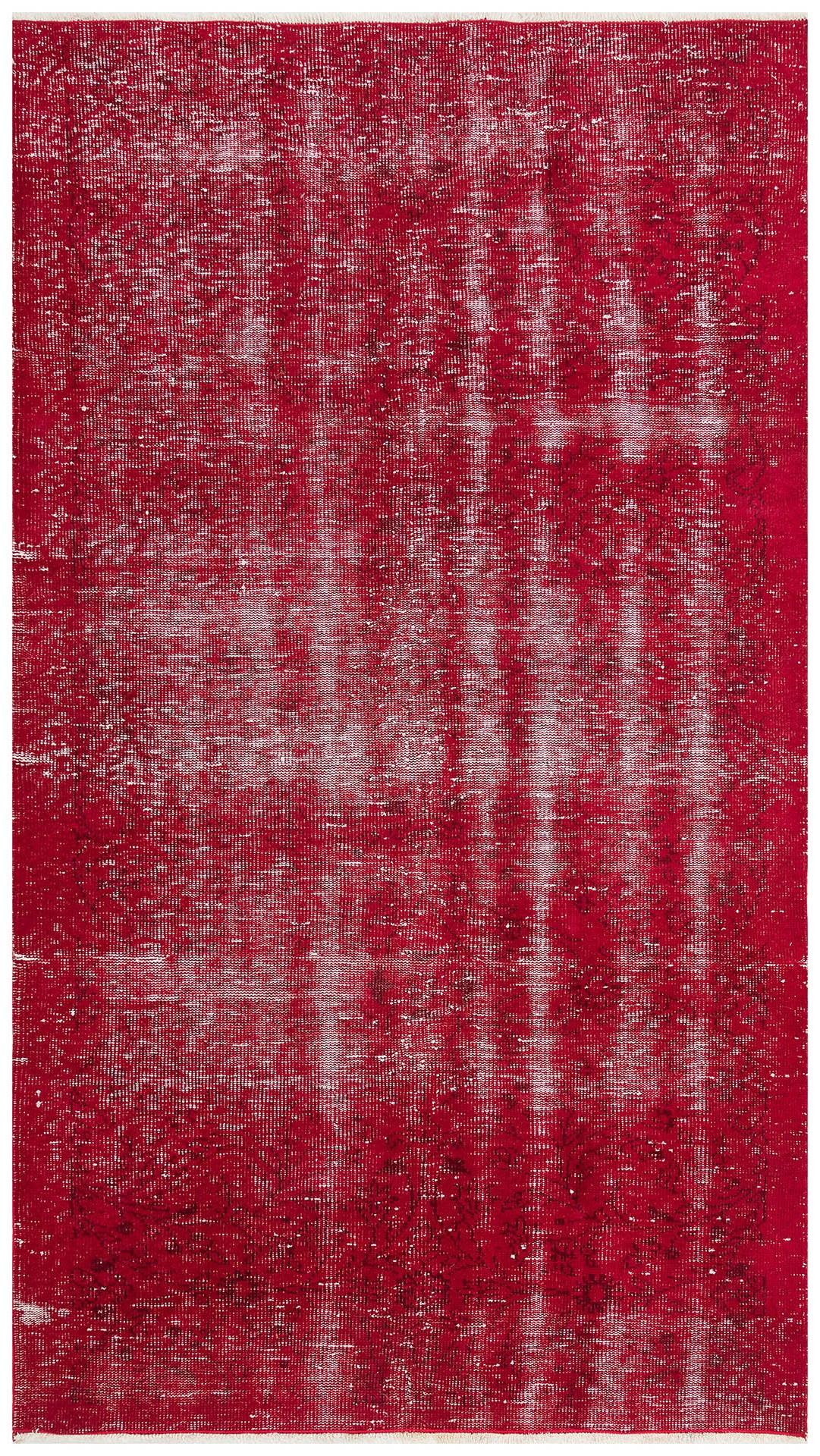 Geneleksel El Dokuma Kirmizi Rengi Çiçekli Desen Vintage Halısı