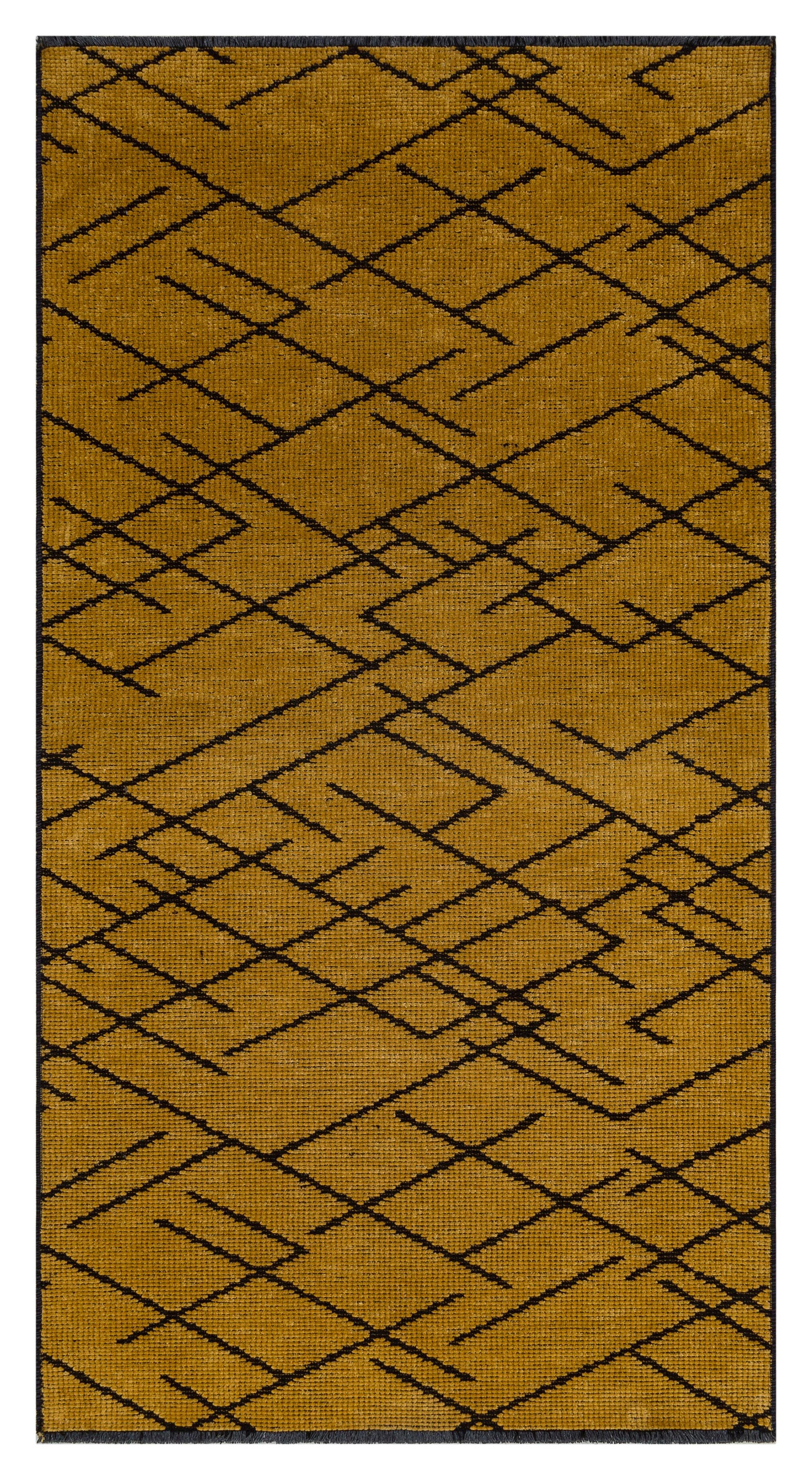 SARİ RENGİ ISKANDİNAV DESEN MODREN ŞÖNİL DOKUMA KAYMAZ TABANLI HALI