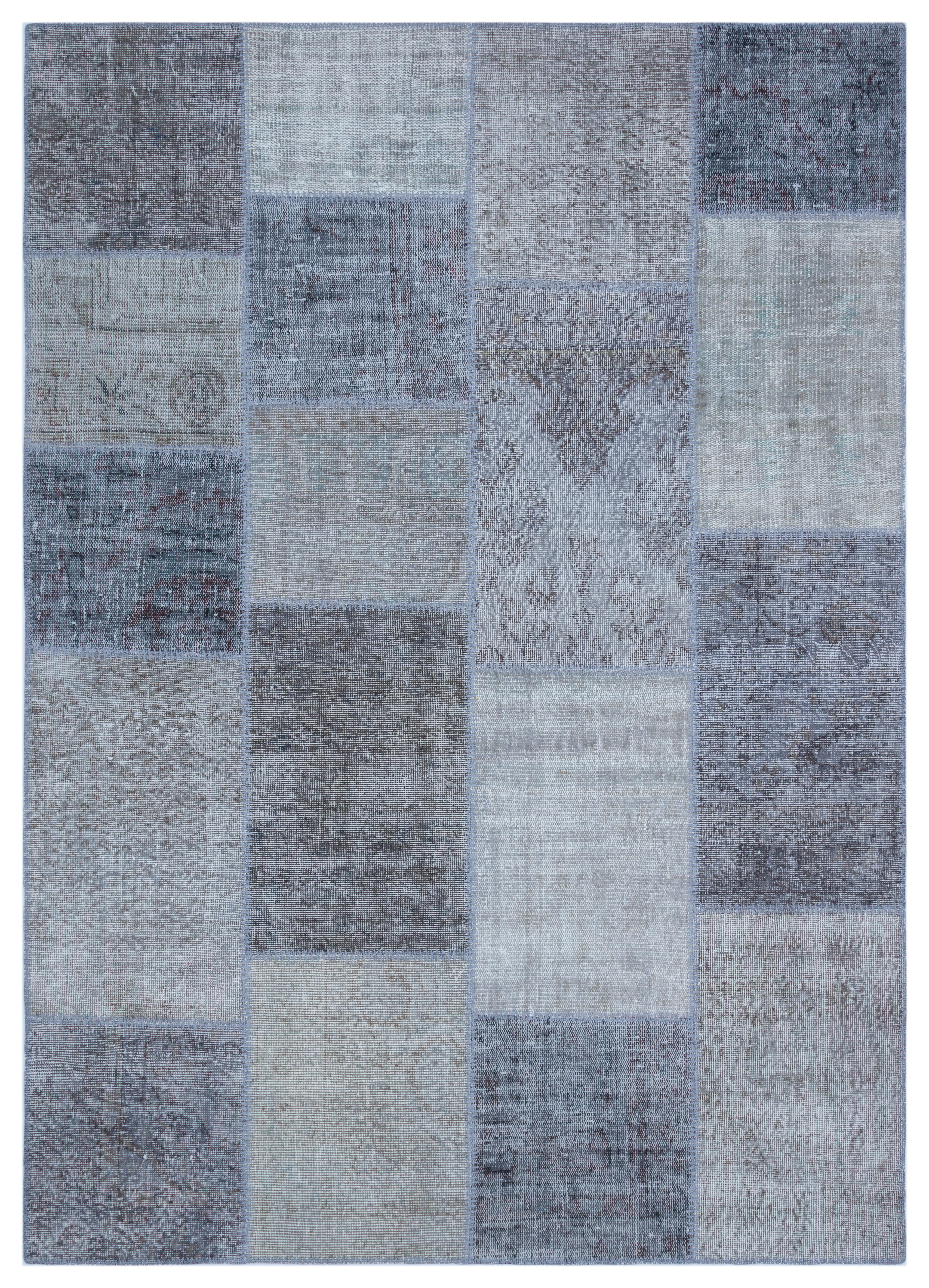 Geneleksel El Dokuma Açık Gri Rengi Patchwork Halı