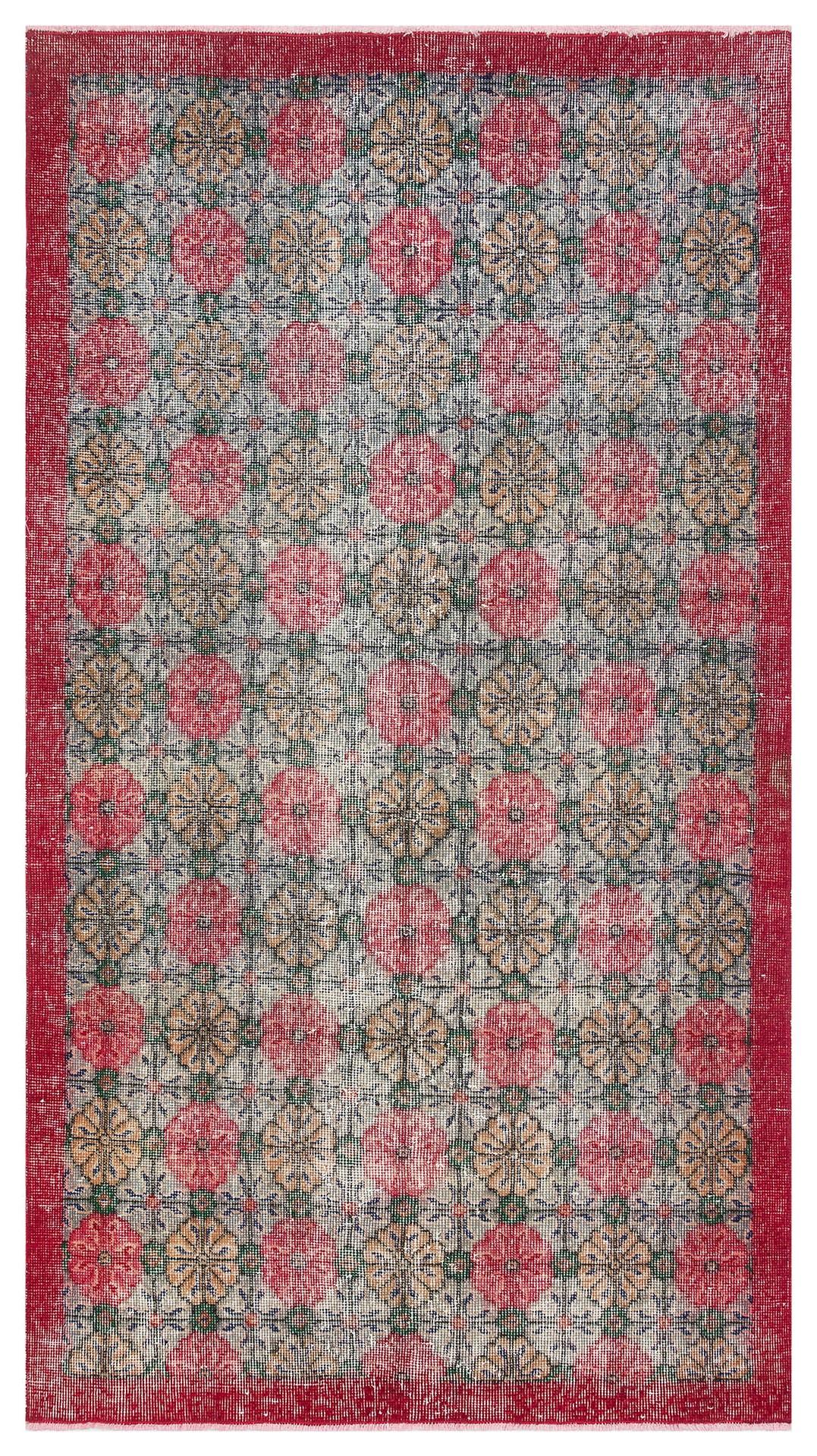 EŞSİZ EL DOKUMA NATUREL RENGİ ÇİÇEKLİ DESEN VİNTAGE HALISI