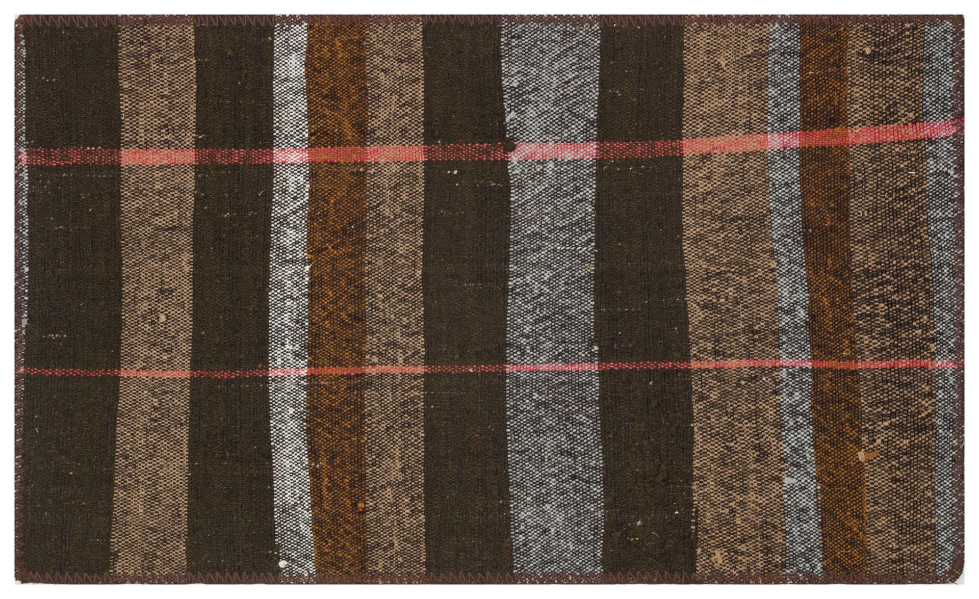 GERÇEK EL DOKUMA KAHVERENGİ TONLERİ KEÇİ KİLİM PASPAS