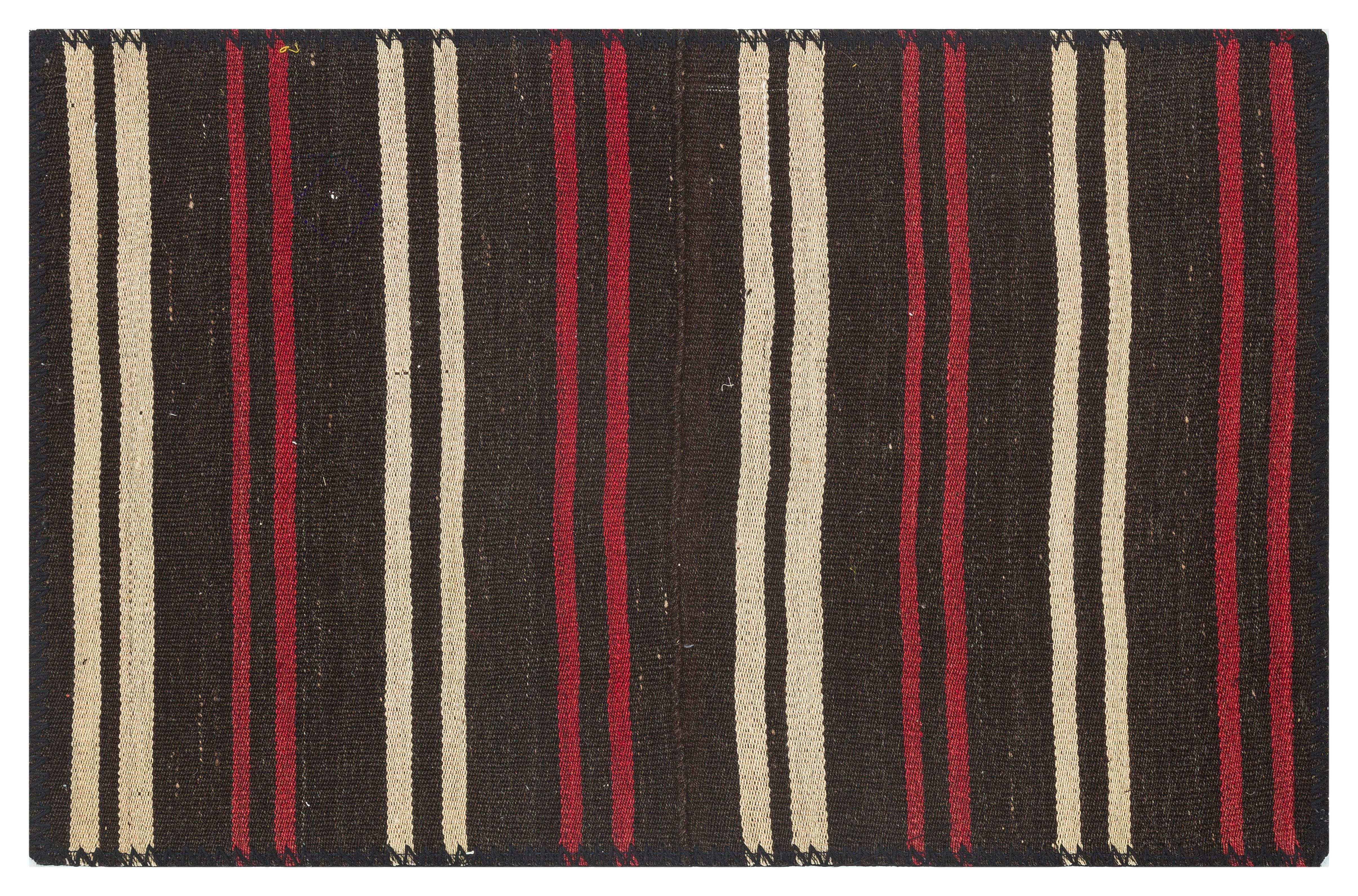 GERÇEK EL DOKUMA BEİGE BORDO RENGİ ÇİZGİLİ KİLİM PASPAS