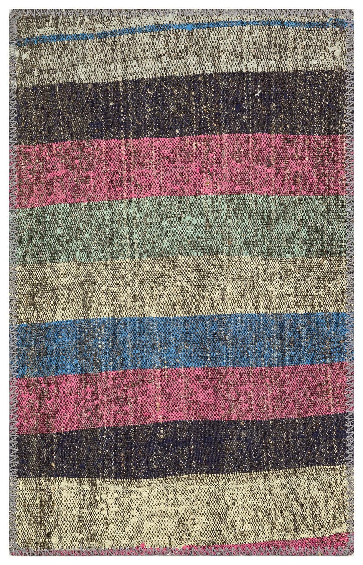 EL YAPIMI ÇOK RENKLİ KEÇİ KILI YÜNLÜ KİLİM PASPAS