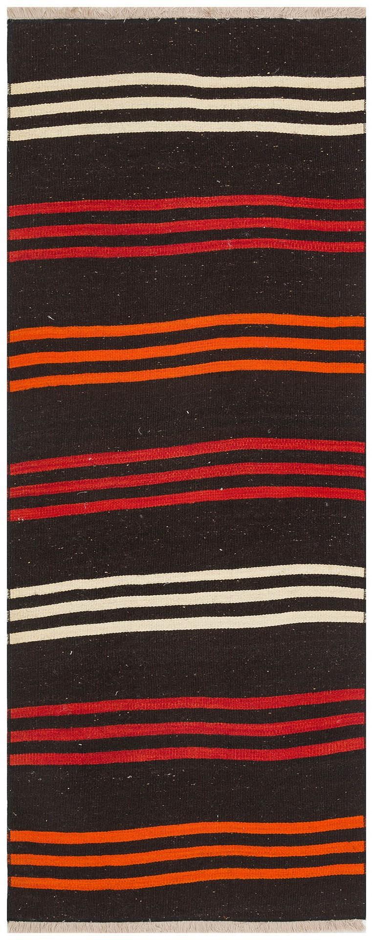 GENELEKSEL EL DOKUMA ÇOK RENKLİ ÇİZGİLİ DESEN ANADOLU YÜN KİLİM