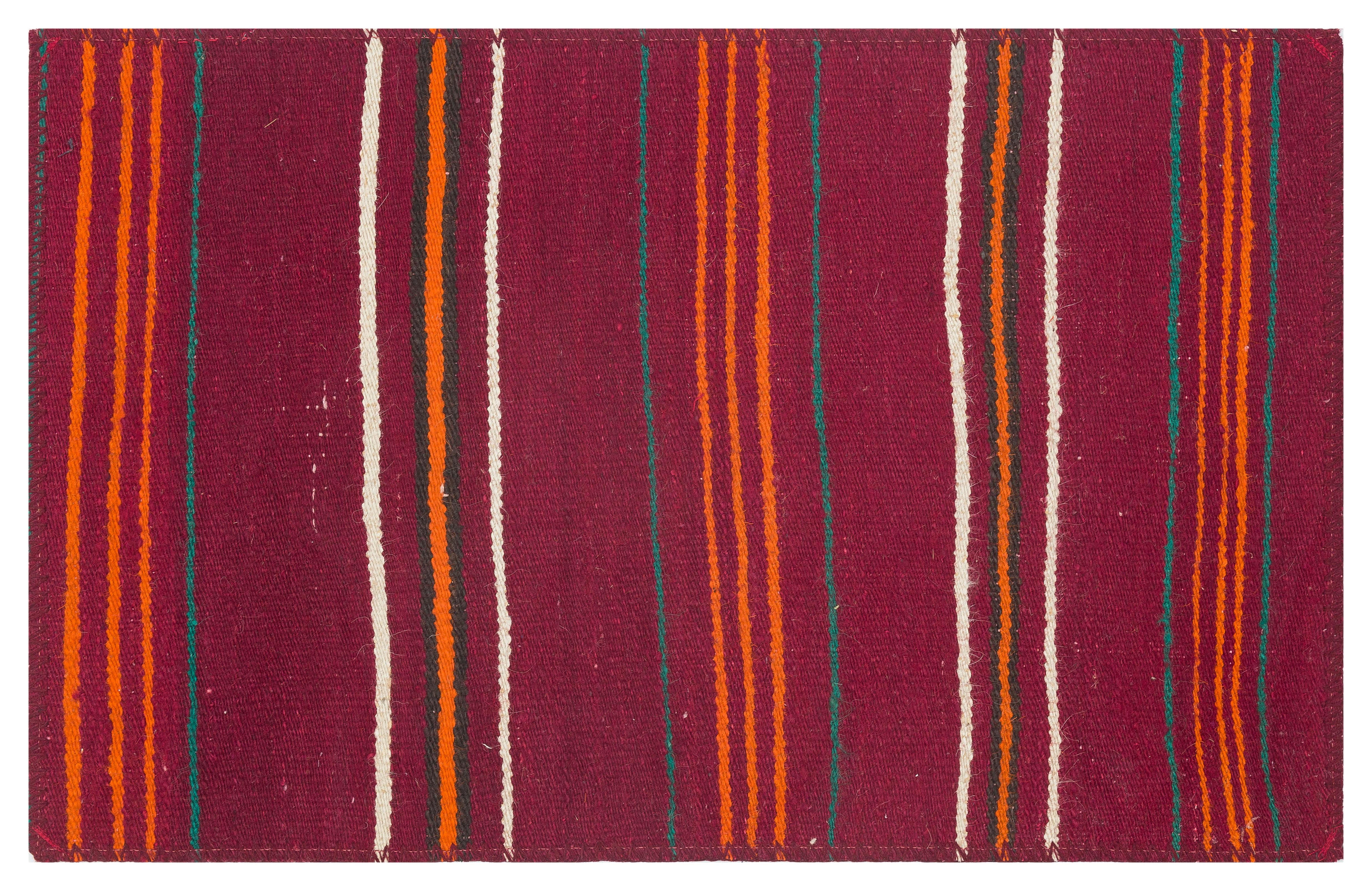 GERÇEK EL DOKUMA KIRMIZI RENGİ  ÇİZGİLİ KİLİM PASPAS