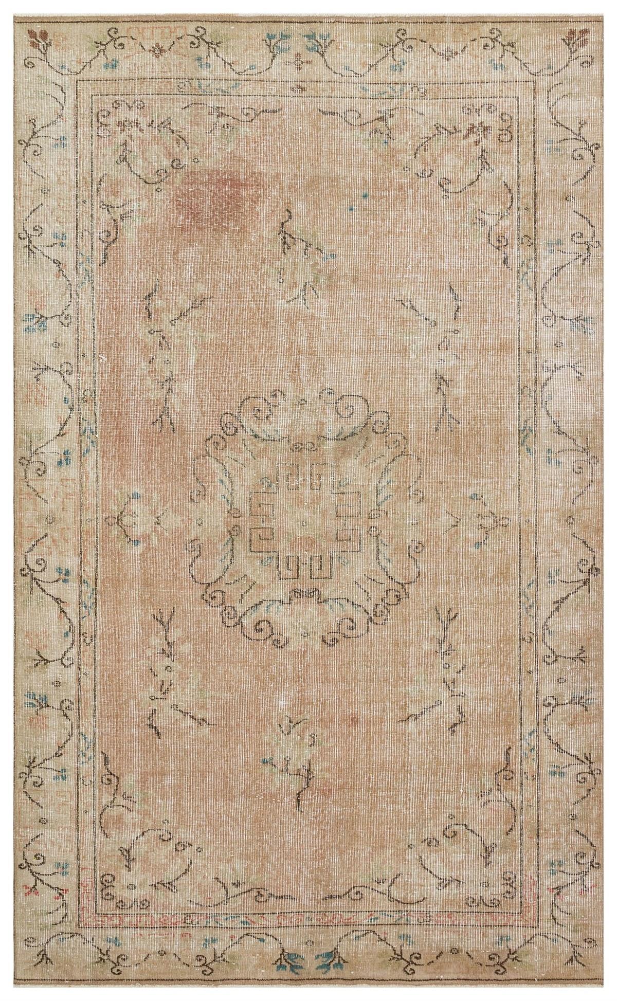 PUDRA PEMBE RENGİ GÖBEKLİ DESEN VİNTAGE İSPARTA HALISI