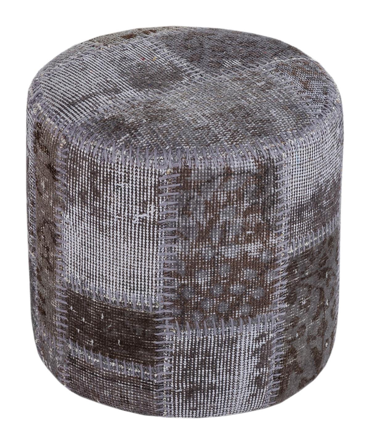 GERÇEK EL DOKUMA GRİ RENGİ PATCHWORK PUF