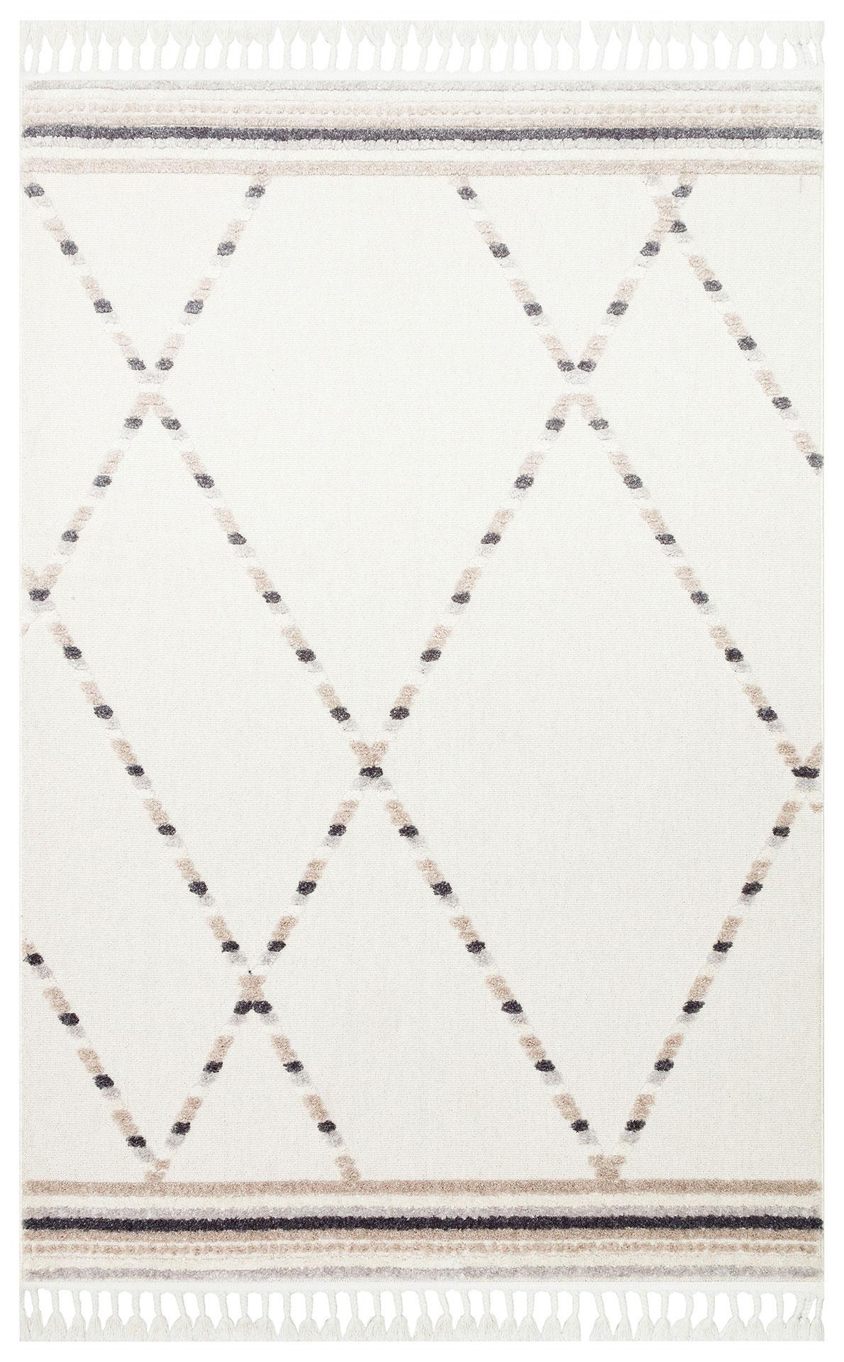 TERAZZO WHİTE BEİGE  Hav Toz Vermez Yumuşak Dokulu Etnik Örgü Desenlere Sahip Modern İskindinav Halı