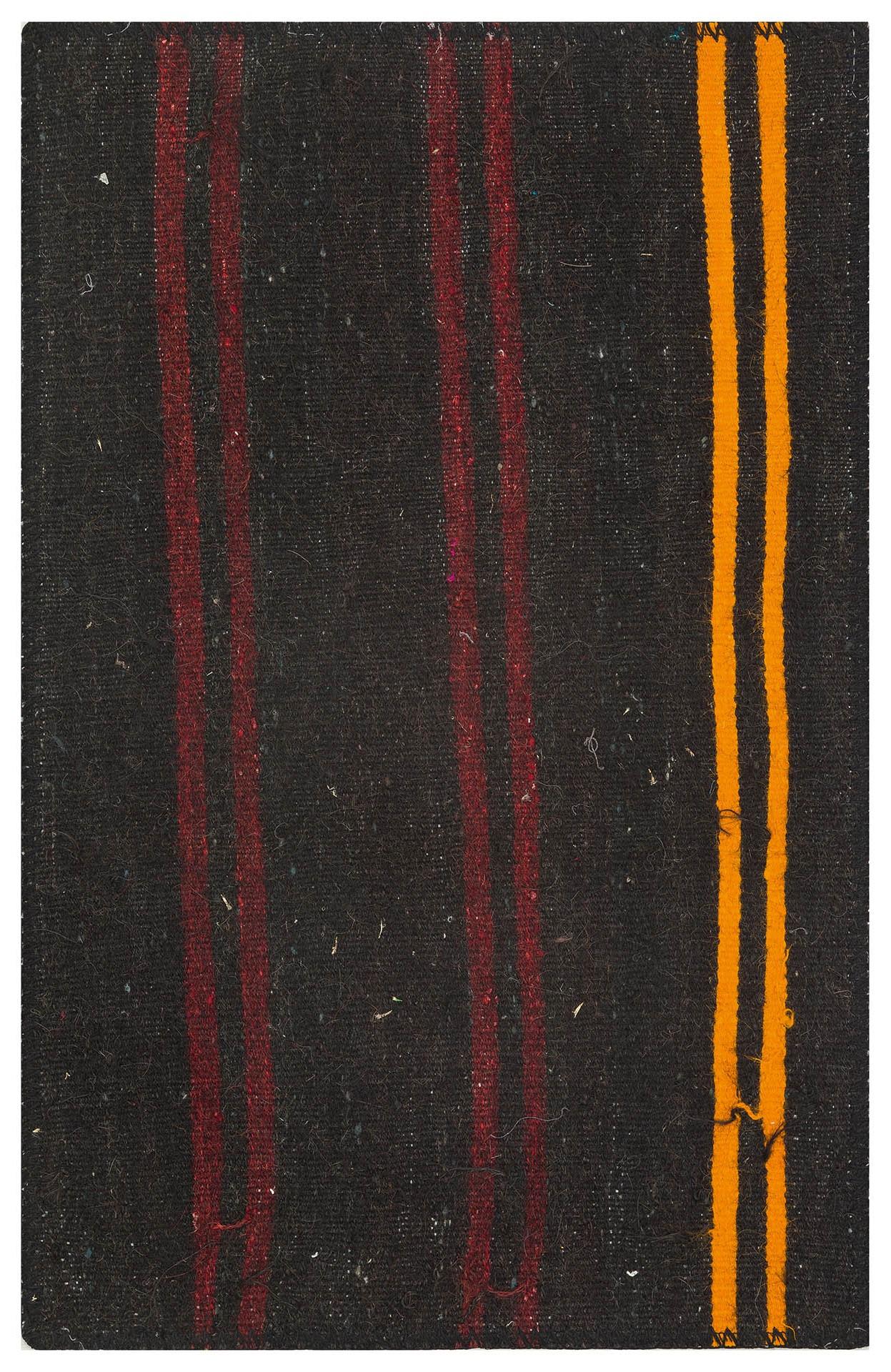 GELENEKSEL EL DOKUMA KIRMIZI TURUNCU RENGİ ÇİZGİLİ DESEN KEÇİ KILI KİLİM PASPAS