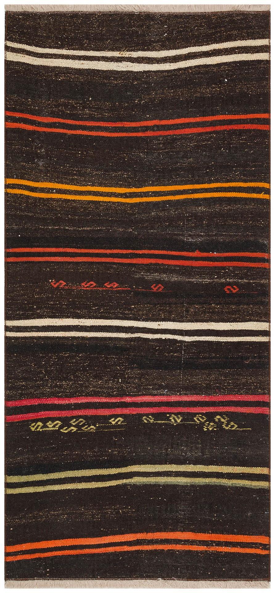 ÇOK RENKLİ ÇİZGİLİ DESEN EL DOKUMA ANADOLU KİLİM