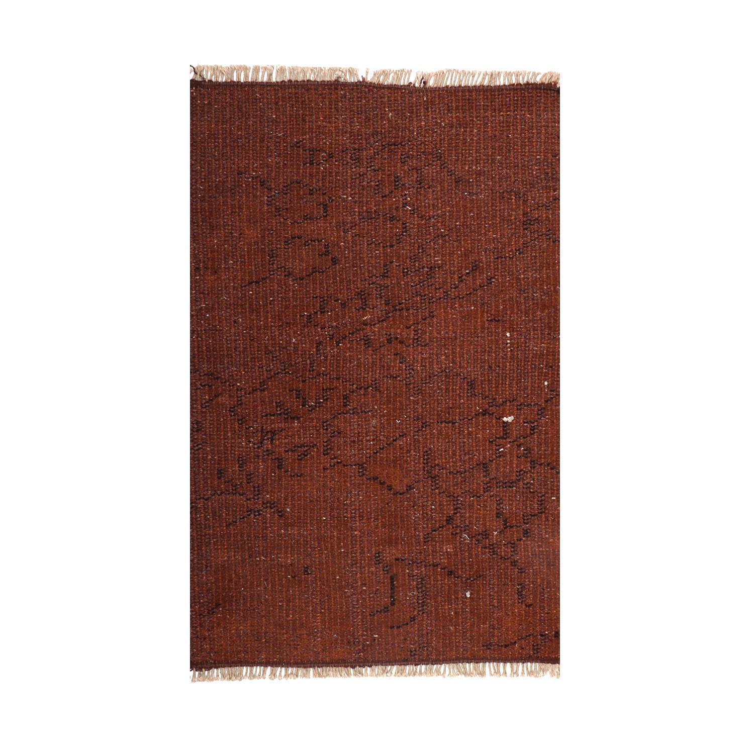 GENELEKSEL EL DOKUMA KİREMİT RENGİ VİNTAGE HALI PASPAS