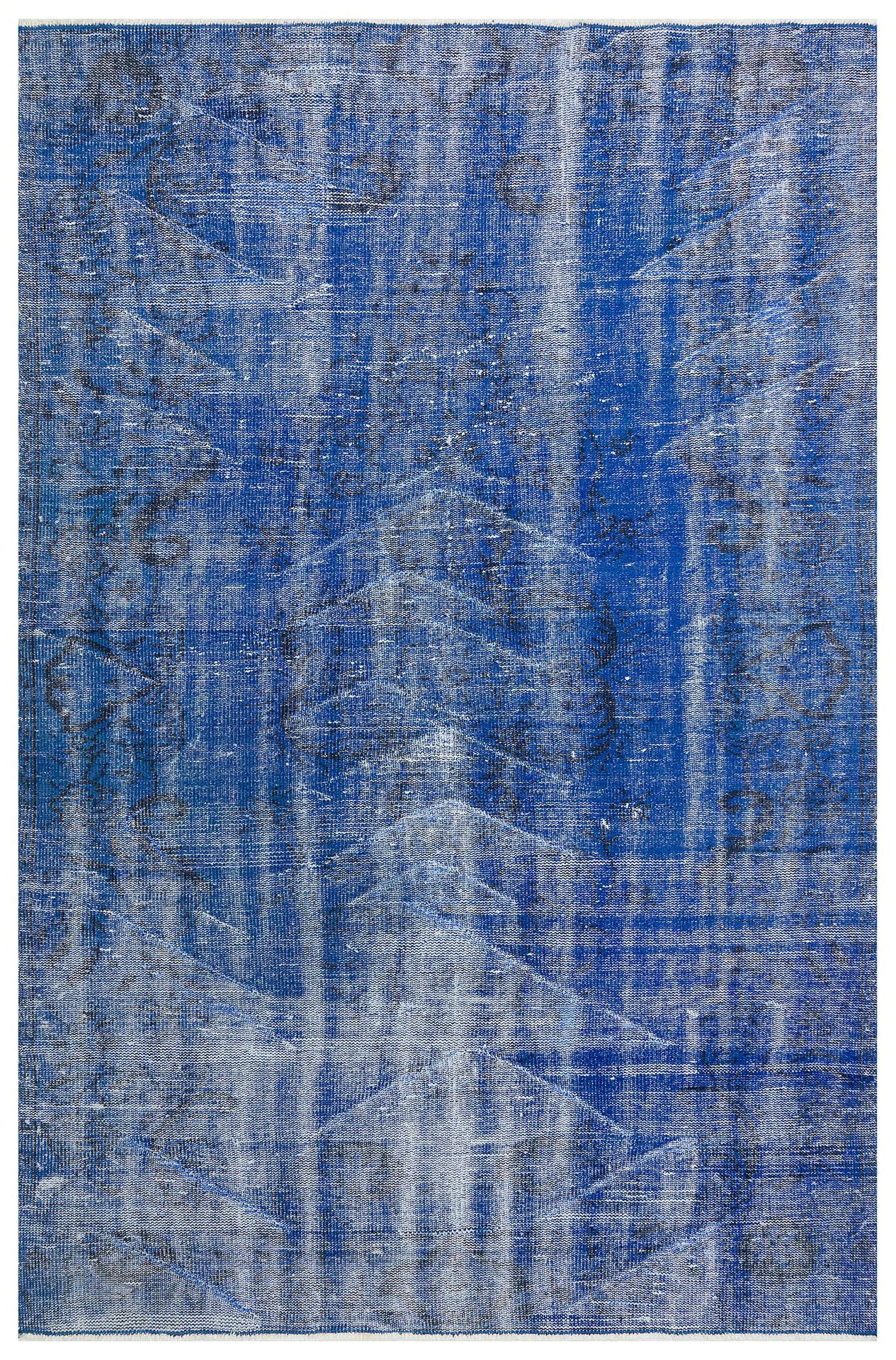 GENELEKSEL EL DOKUMA MAVİ RENGİ TÜRK VİNTAGE HALISI