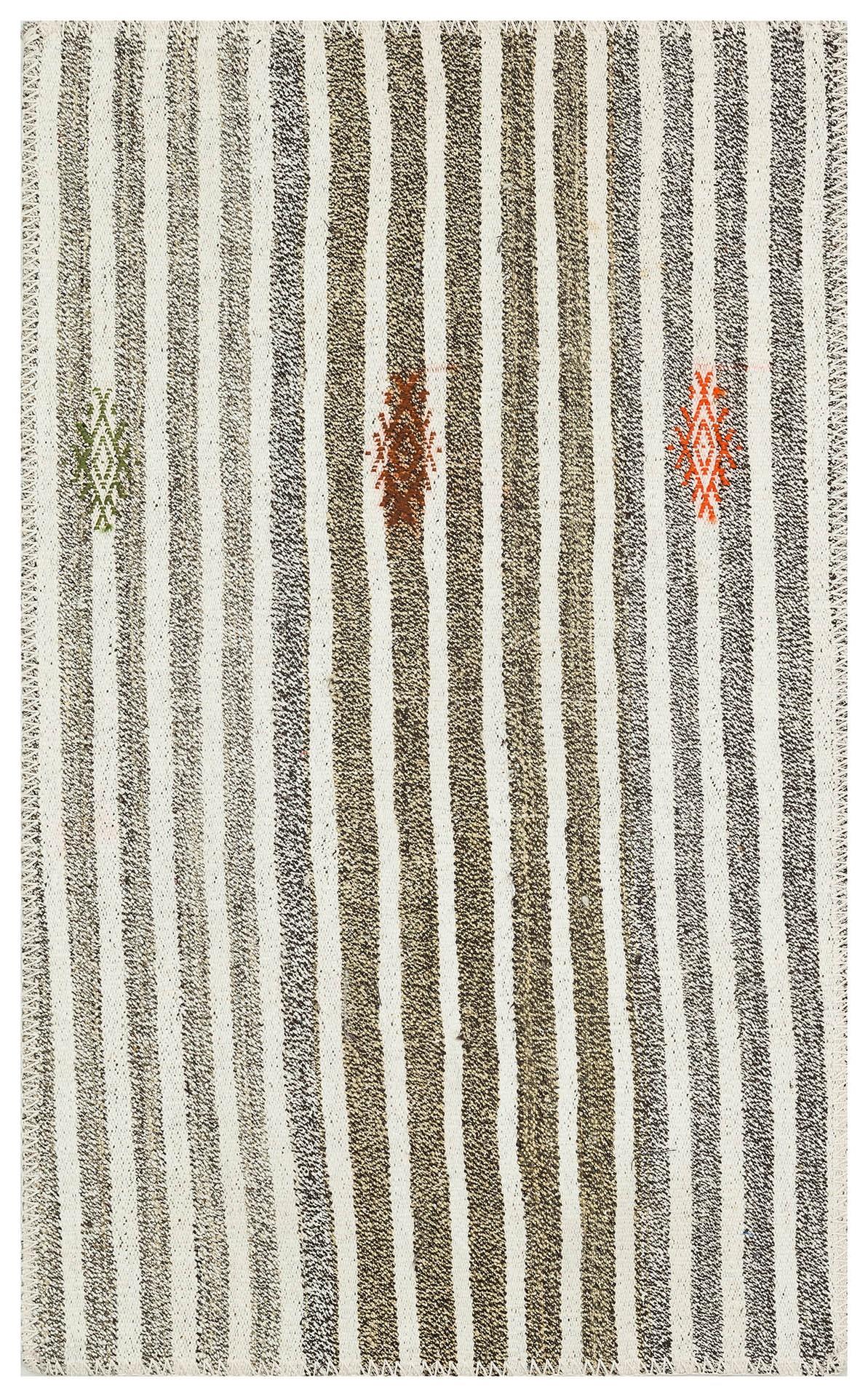 GERÇEK EL DOKUMA BEYAZ GÜMÜŞ RENGİ KİLİM PASPAS