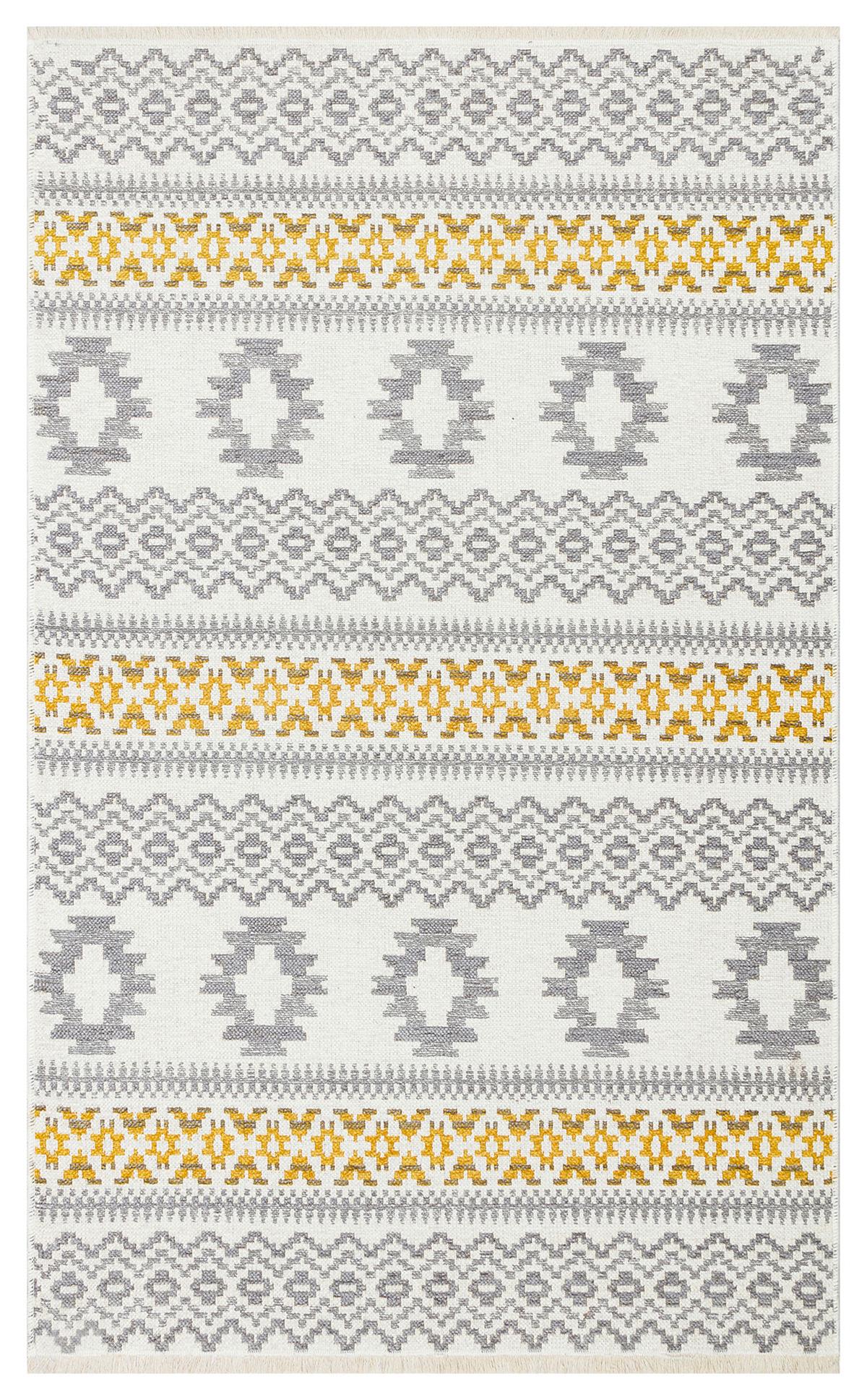 NOA GREY YELLOW  HAV TOZ VERMEZ YIKANABİLİR ÇİFT TARAFLI İNCE MODERN İSKANDİNAV KİLİM