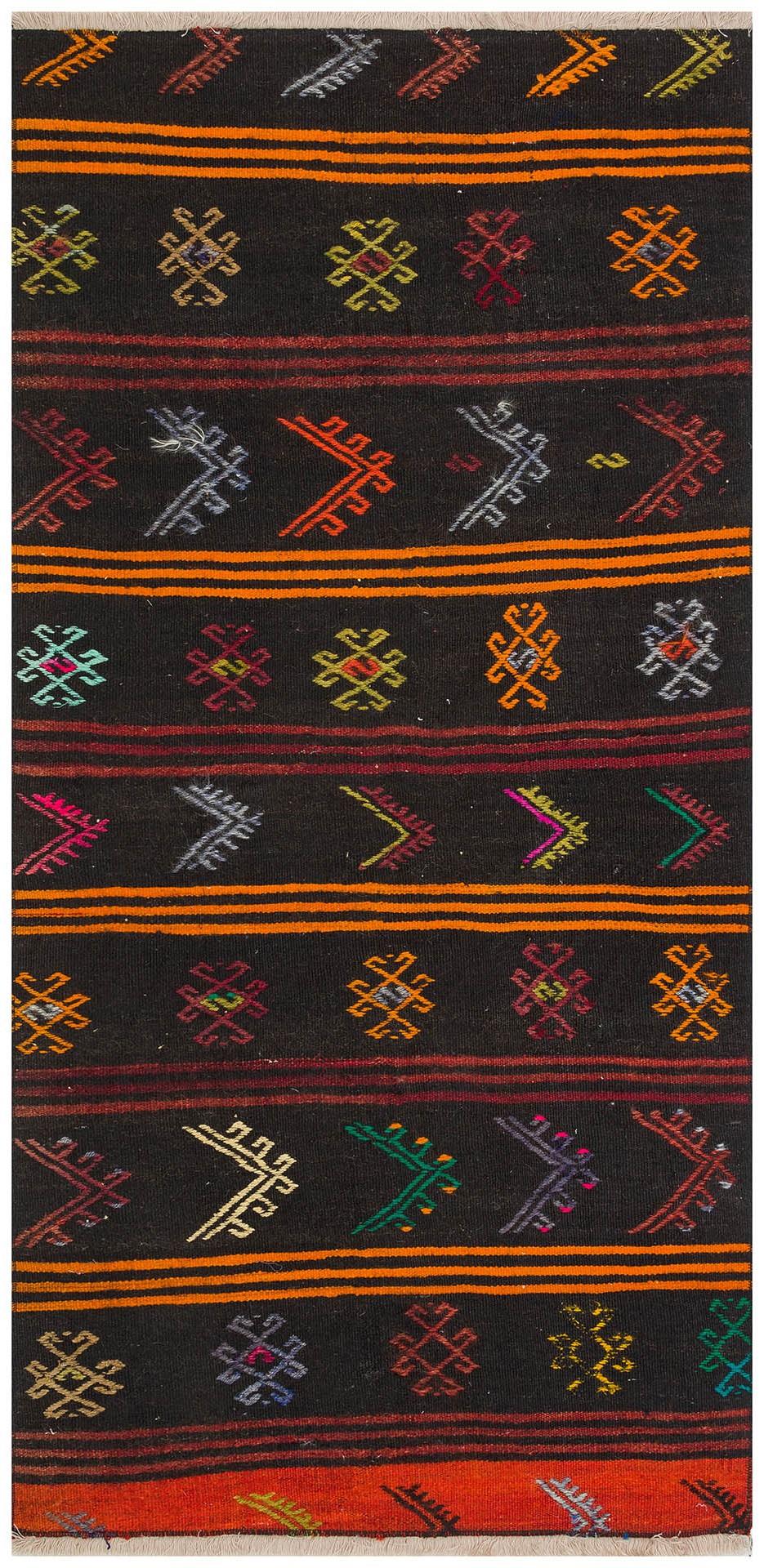 GERÇEK EL DOKUMA ÇOK RENKLİ ÇİÇEKLİ DESEN KEÇİ YÜN KİLİM