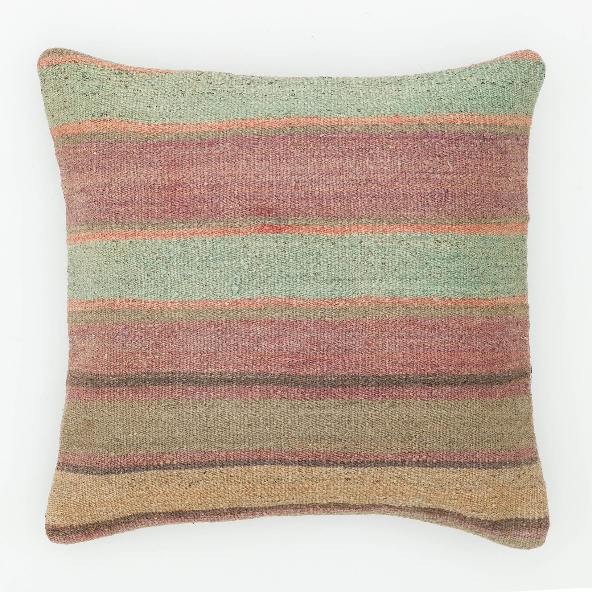 EL DÜĞÜMLÜ KAHVERENGİ SU MAVİ RENK VİNTAGE YASTIK KILIFI