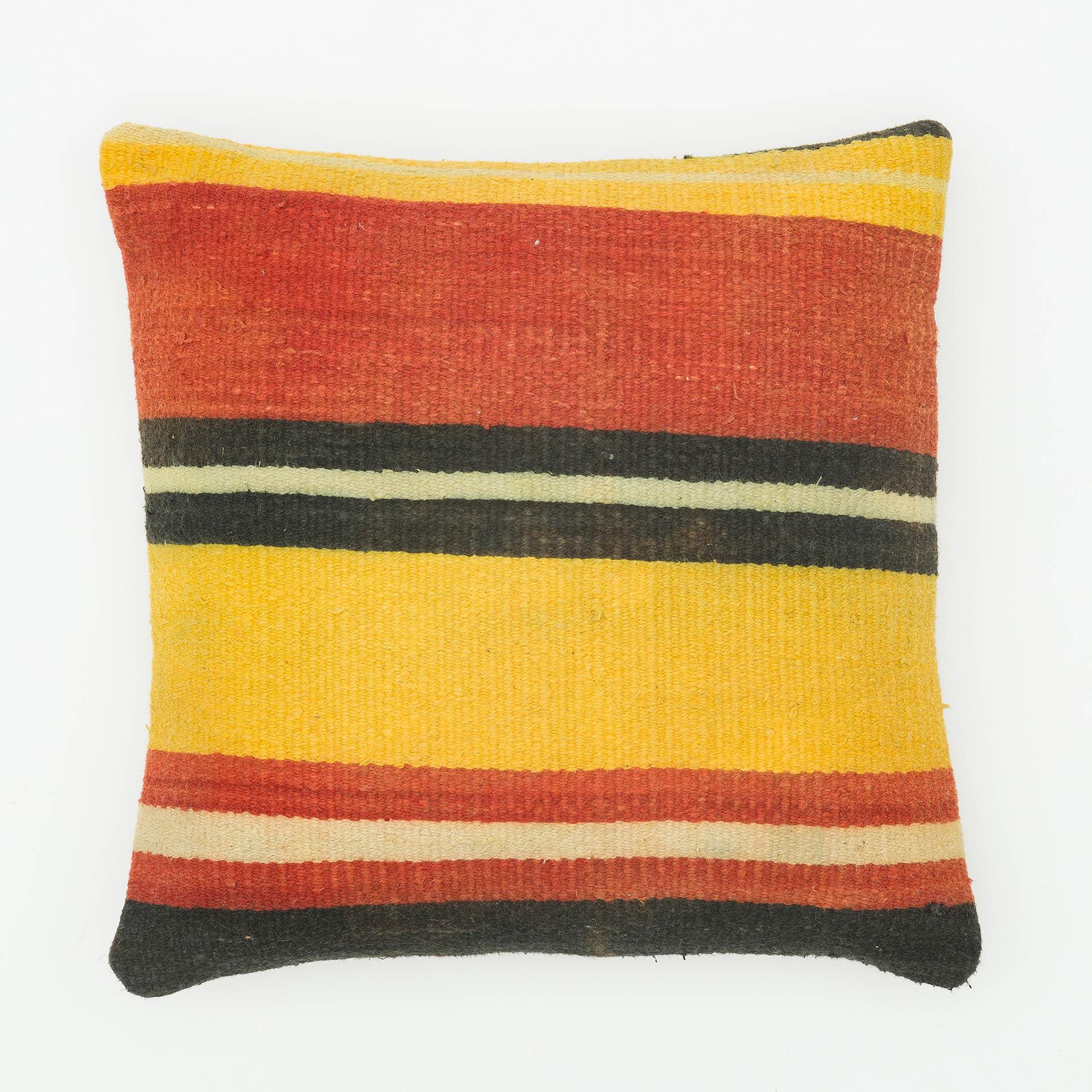 GERÇEK EL DOKUMA SARİ KIRMIZI  RENGİ ÇAPUT PALA KİLİM YASTIK KILIFI