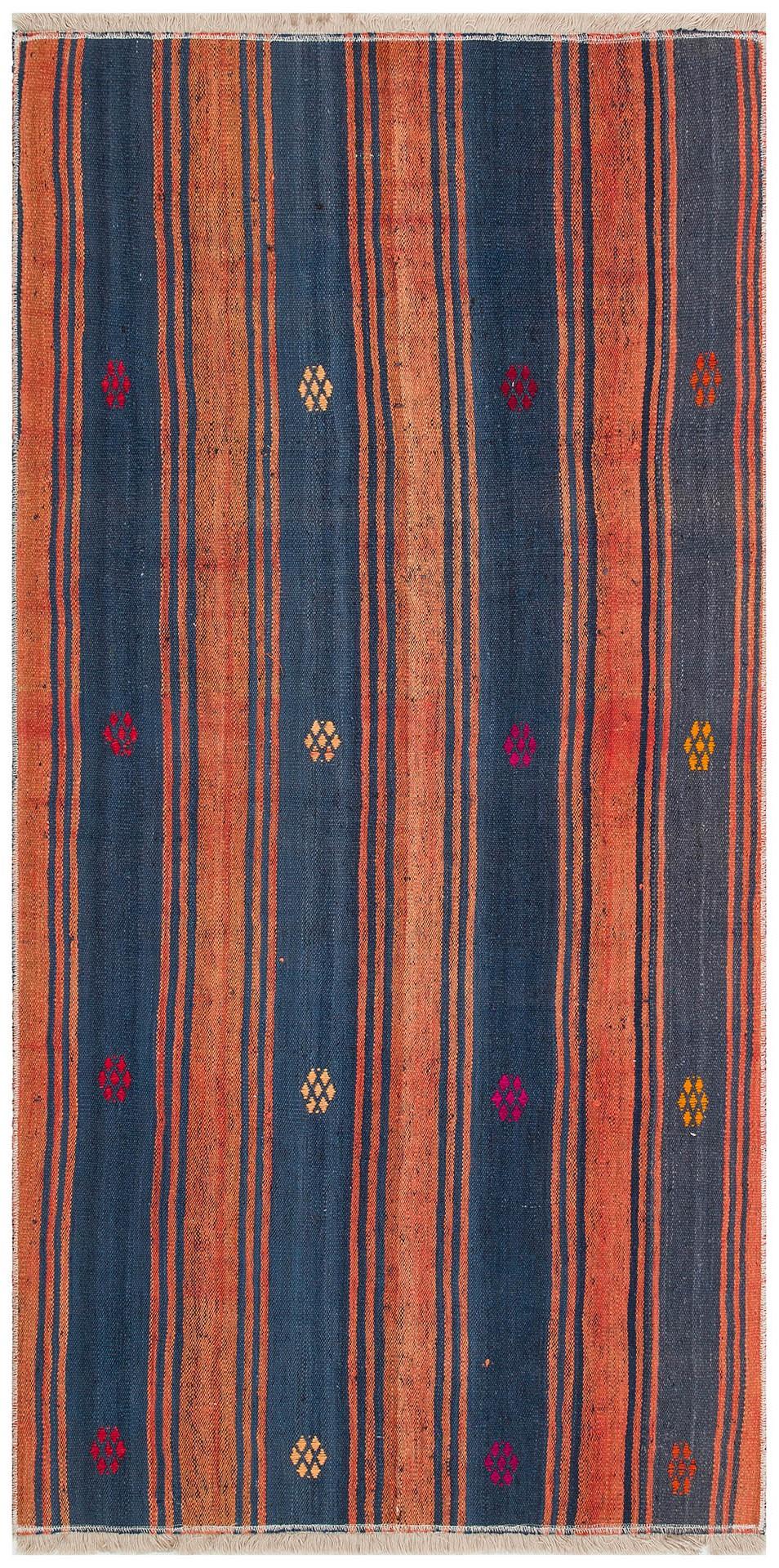 LACİVERT KİREMİT  RENGİ EL DOKUMA ANADOLU YÜN KİLİM