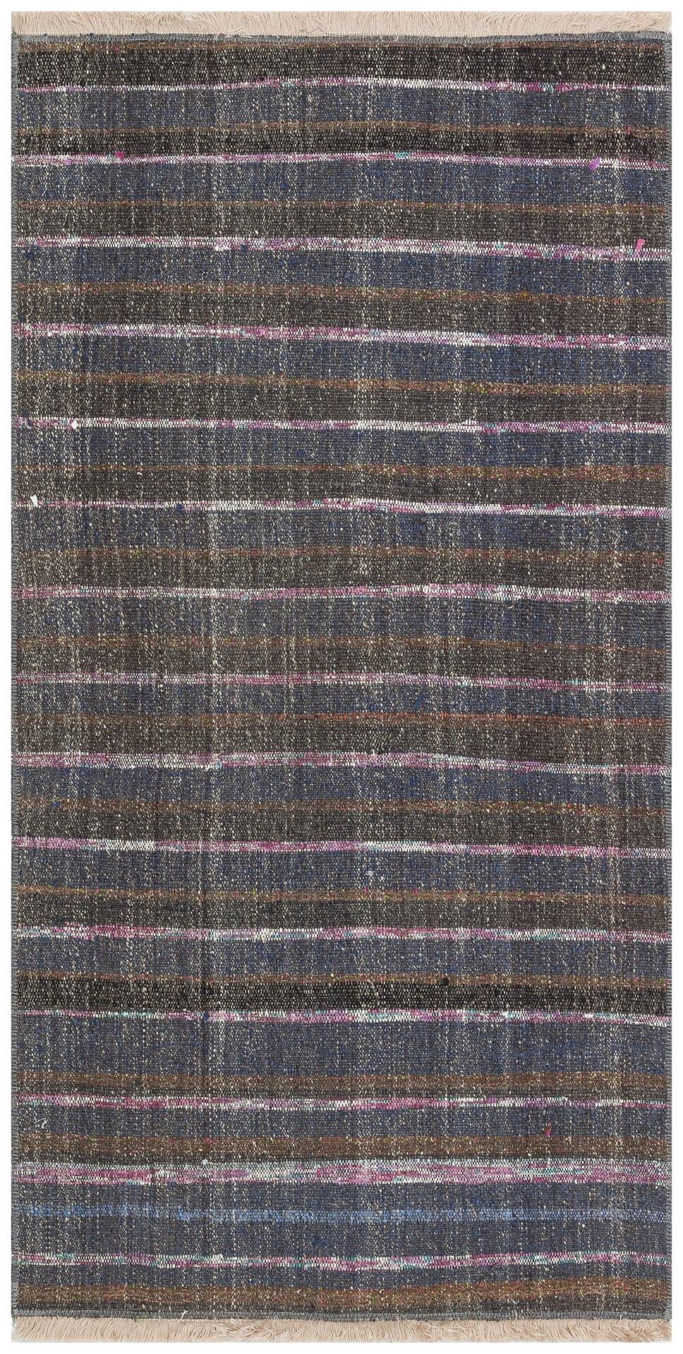 GERÇEK EL DOKUMA ÇOK RENKLİ DESEN KEÇİ KILI YÜN KİLİMİ