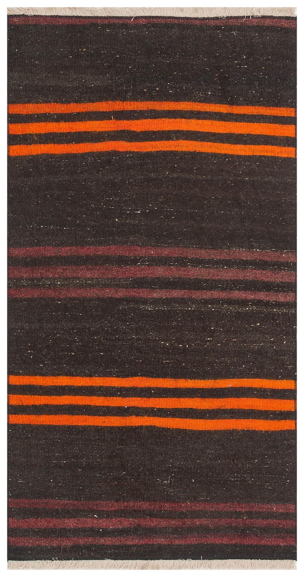 GENELEKSEL EL DOKUMA  BORDO TURUNCU  ÇİZGİLİ ANADOLU KİLİM