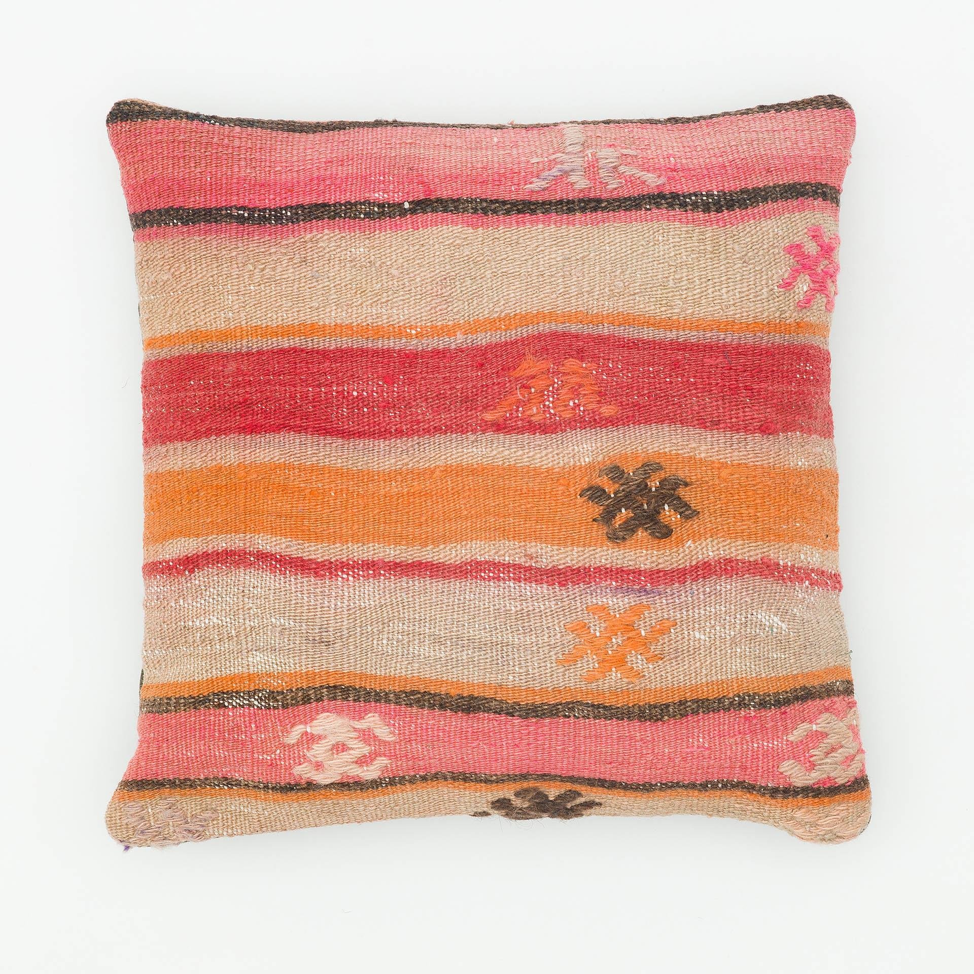 GERÇEK EL DOKUMA RENKLİ BOHEM DESEN YÜNLÜ KİLİM YASTIK KILIFI