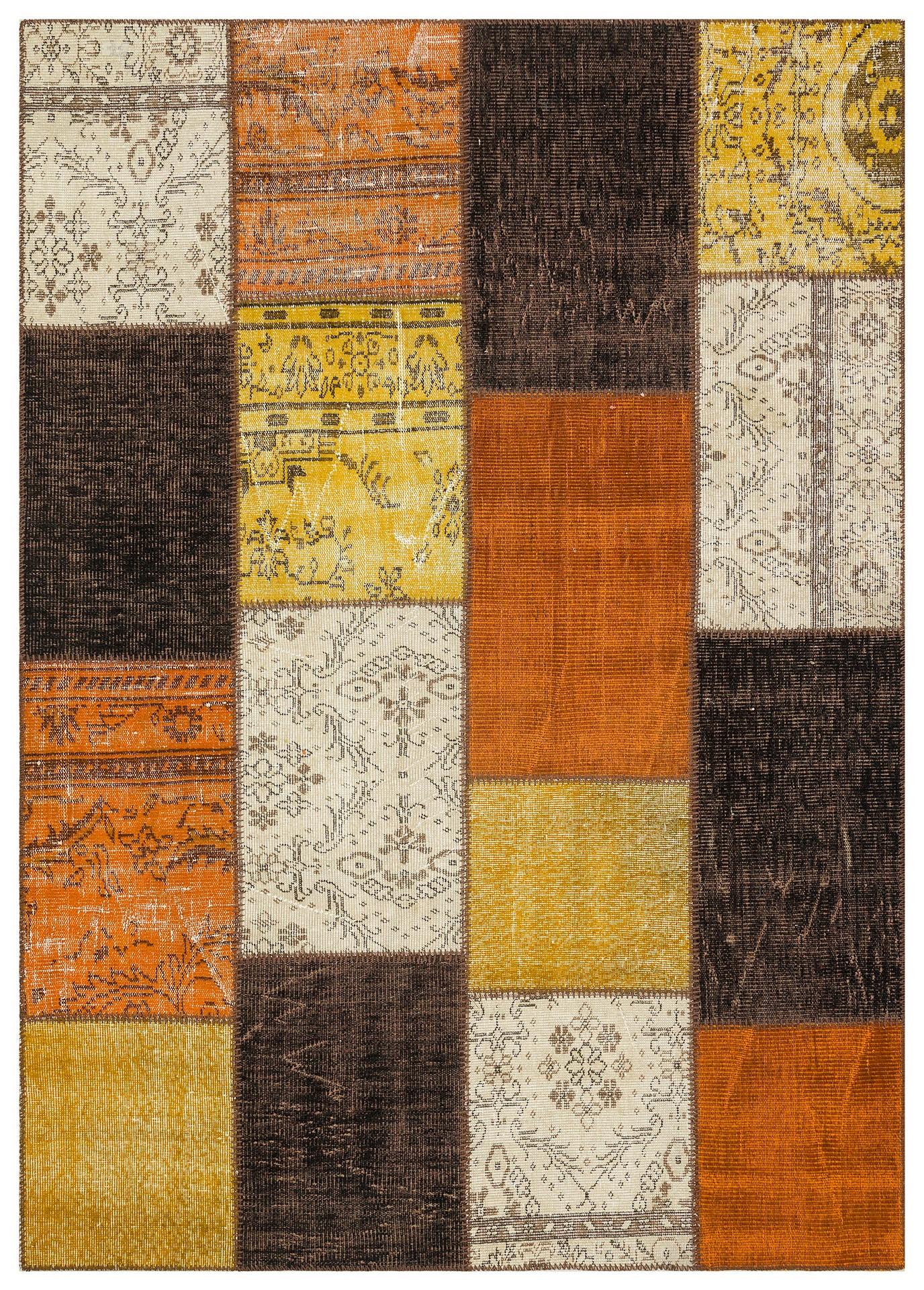 Geneleksel El Dokuma Kahve Multi Rengi Patchwork Halı