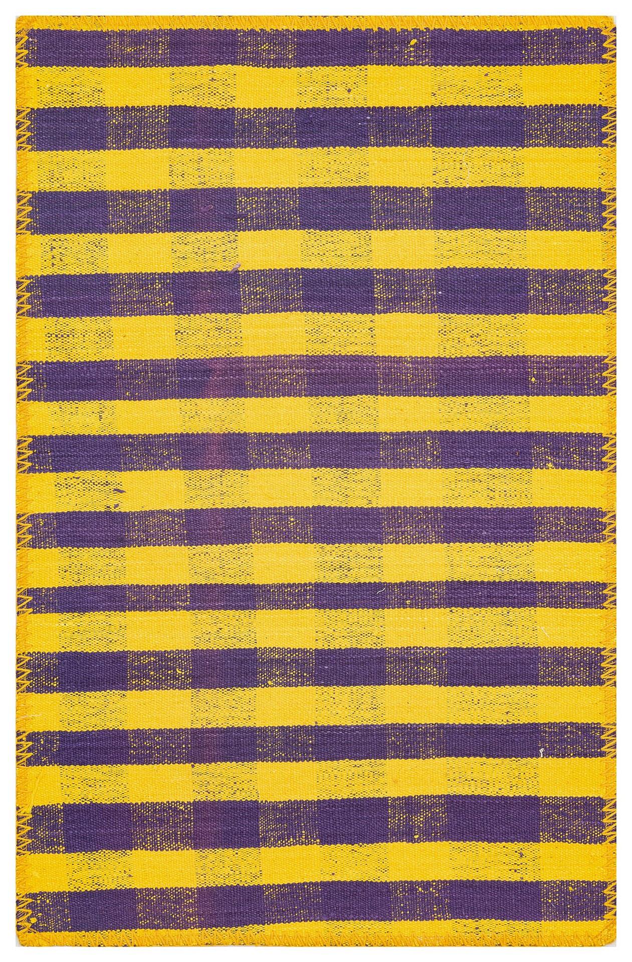 GERÇEK EL DOKUMA MOR SARİ RENGİ KENDİR KİLİM PASPAS