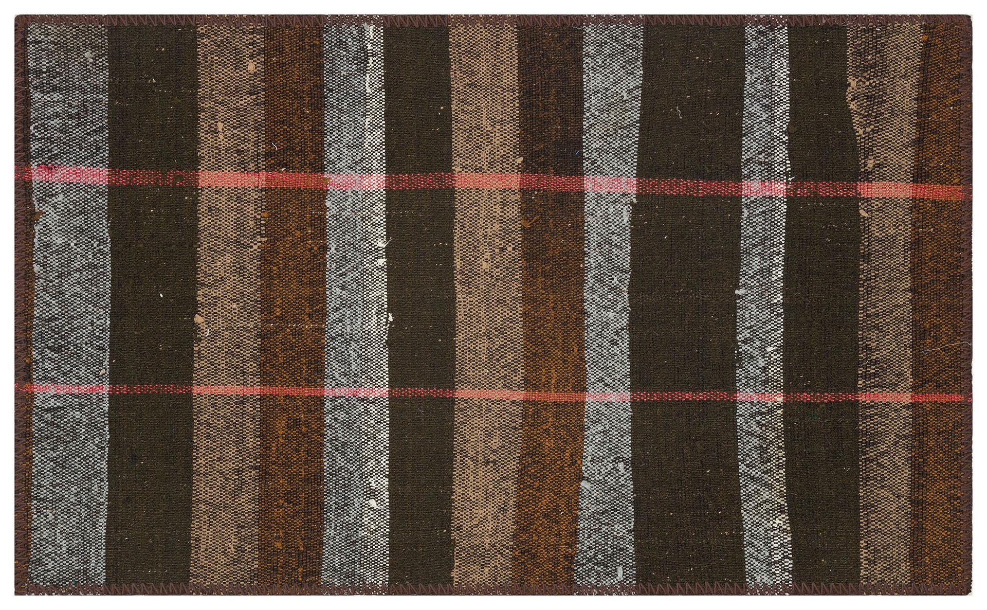 GERÇEK EL DOKUMA KAHVERENGİ TONLERİ KEÇİ KİLİM PASPAS