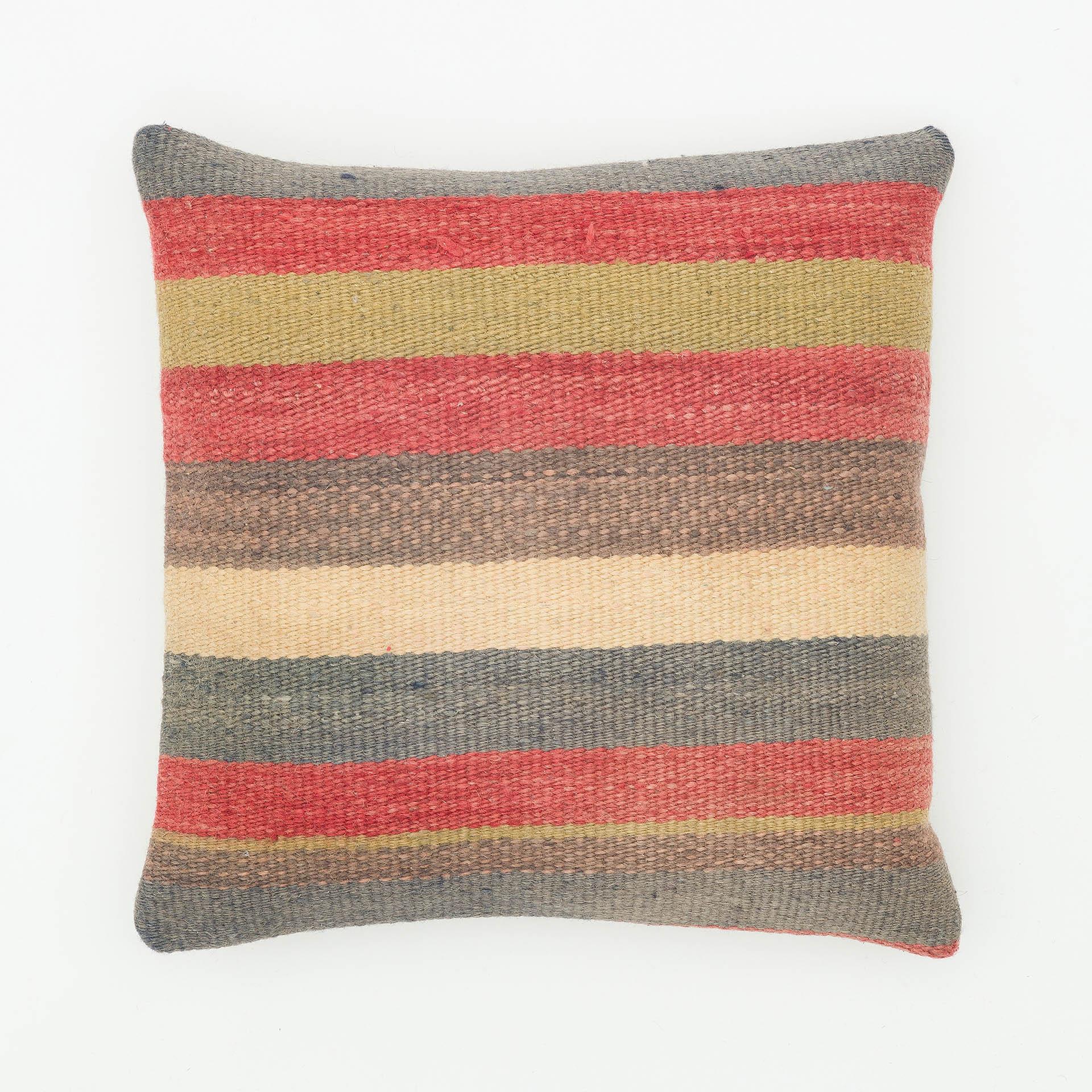 ÇOK RENKLİ ÇİZGİLİ DESEN ÇAPUT PALA KİLİM YASTIK KILIFI