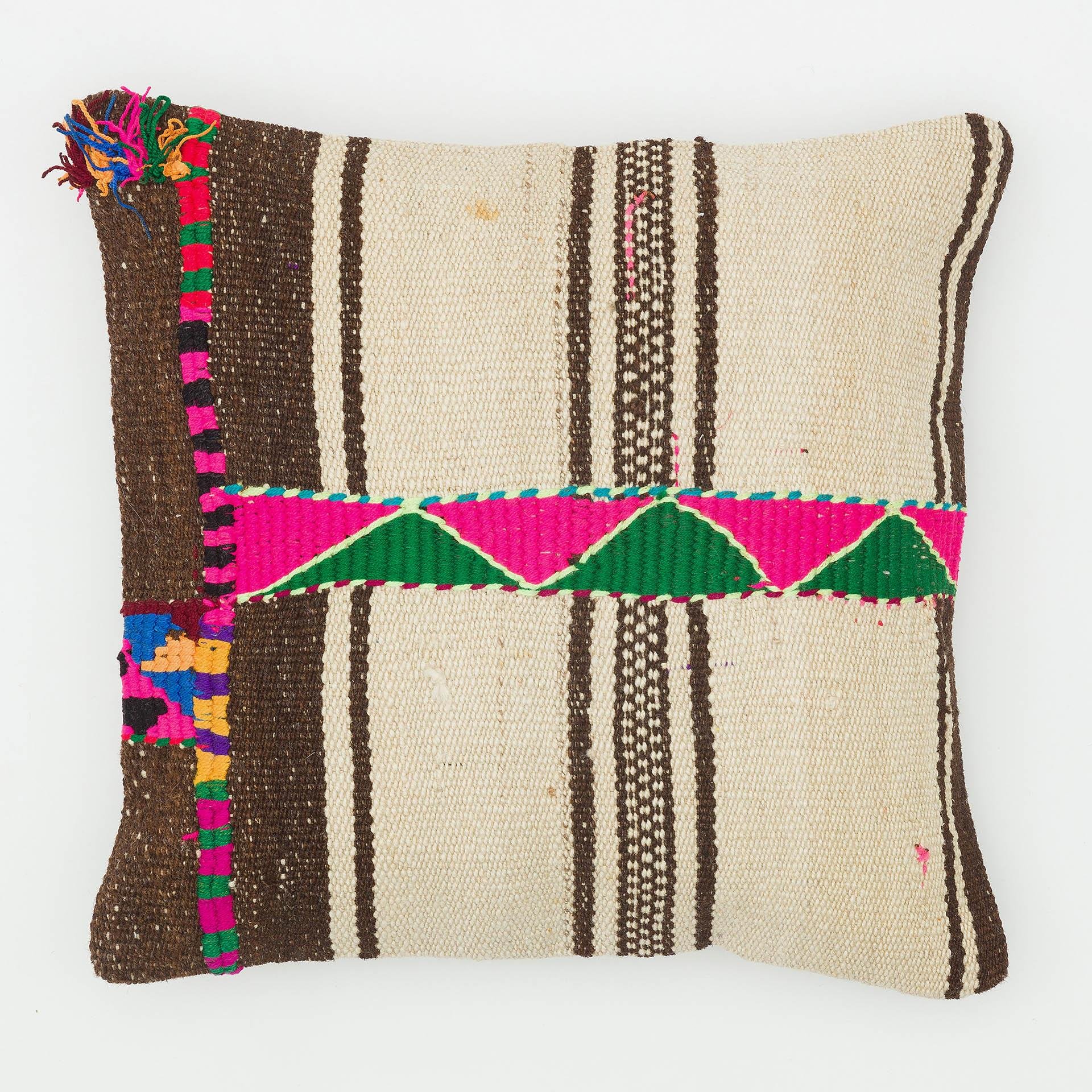 BEYAZ RENK KENDİR HALI ASTAR EL DOKUMA YASTIK KILIFI