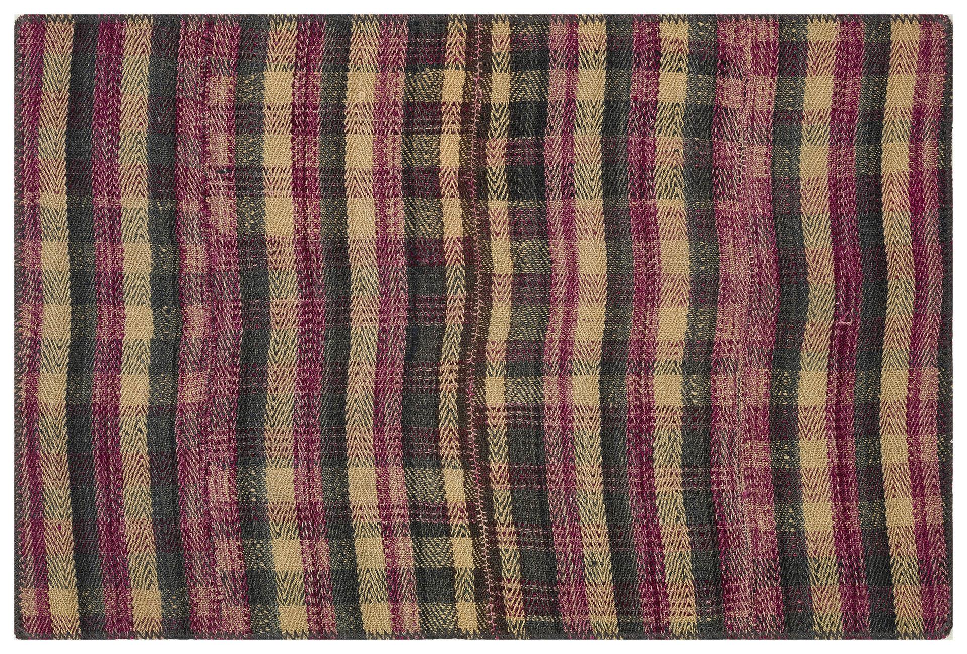 EŞSİZ EL DOKUMA SİYAH LİLA RENGİ ÇİZGİLİ DESEN  DOKUMA PASPAS