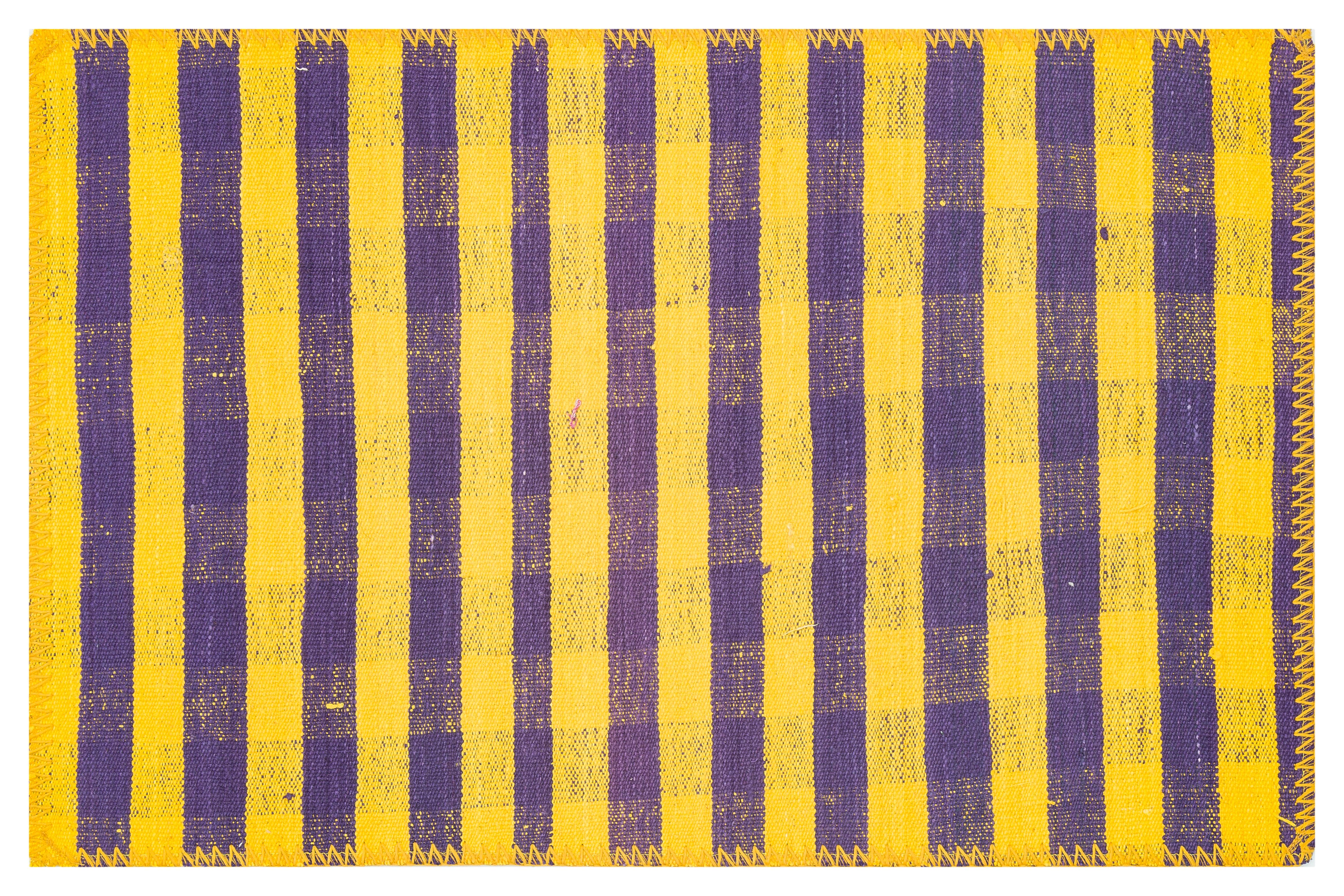 EŞSİZ EL DOKUMA SARİ MENEKŞE RENGİ KENDİR KİLİM PASPAS