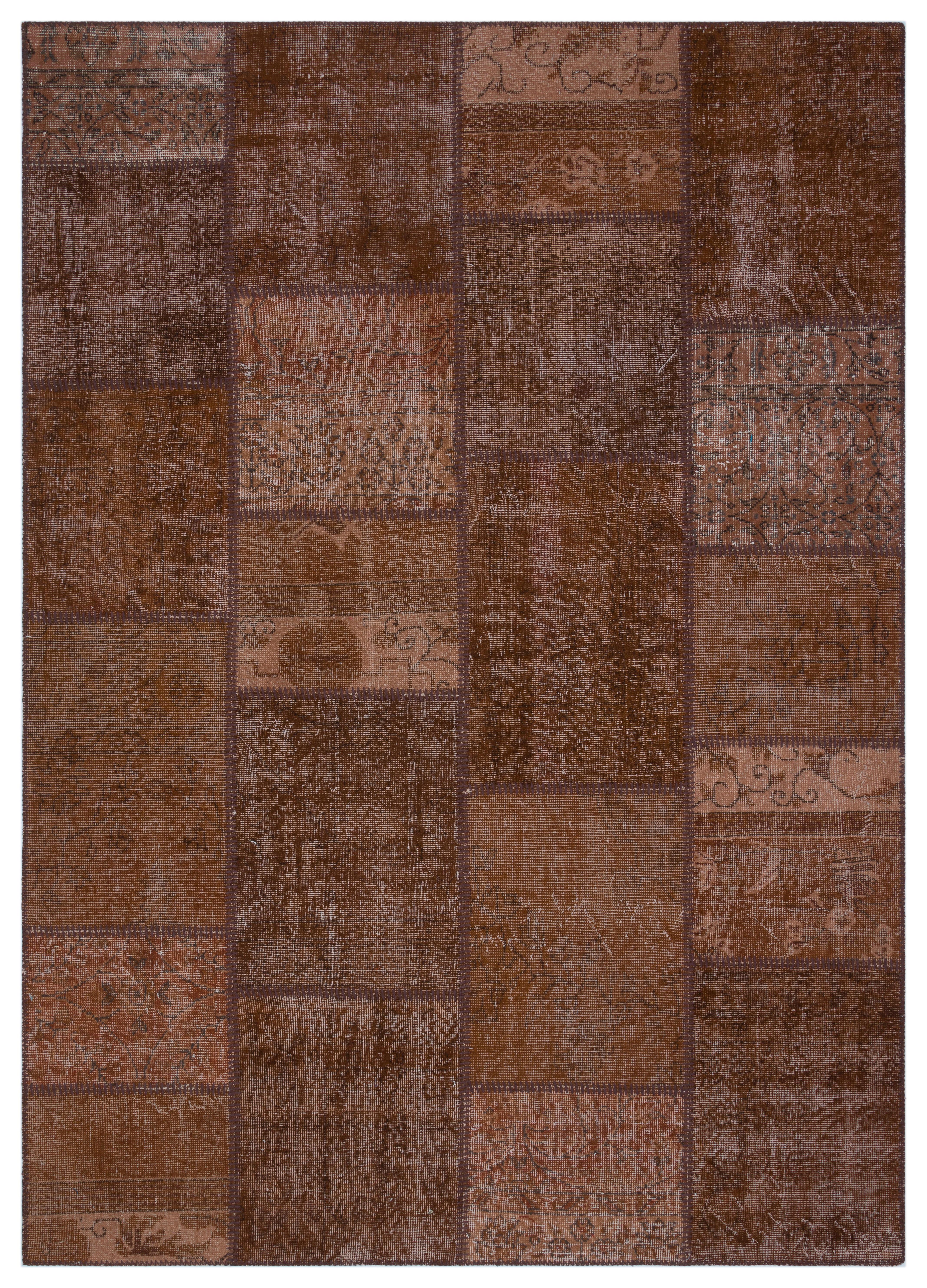 Geneleksel El Dokuma  Kahverengi  Patchwork Halı