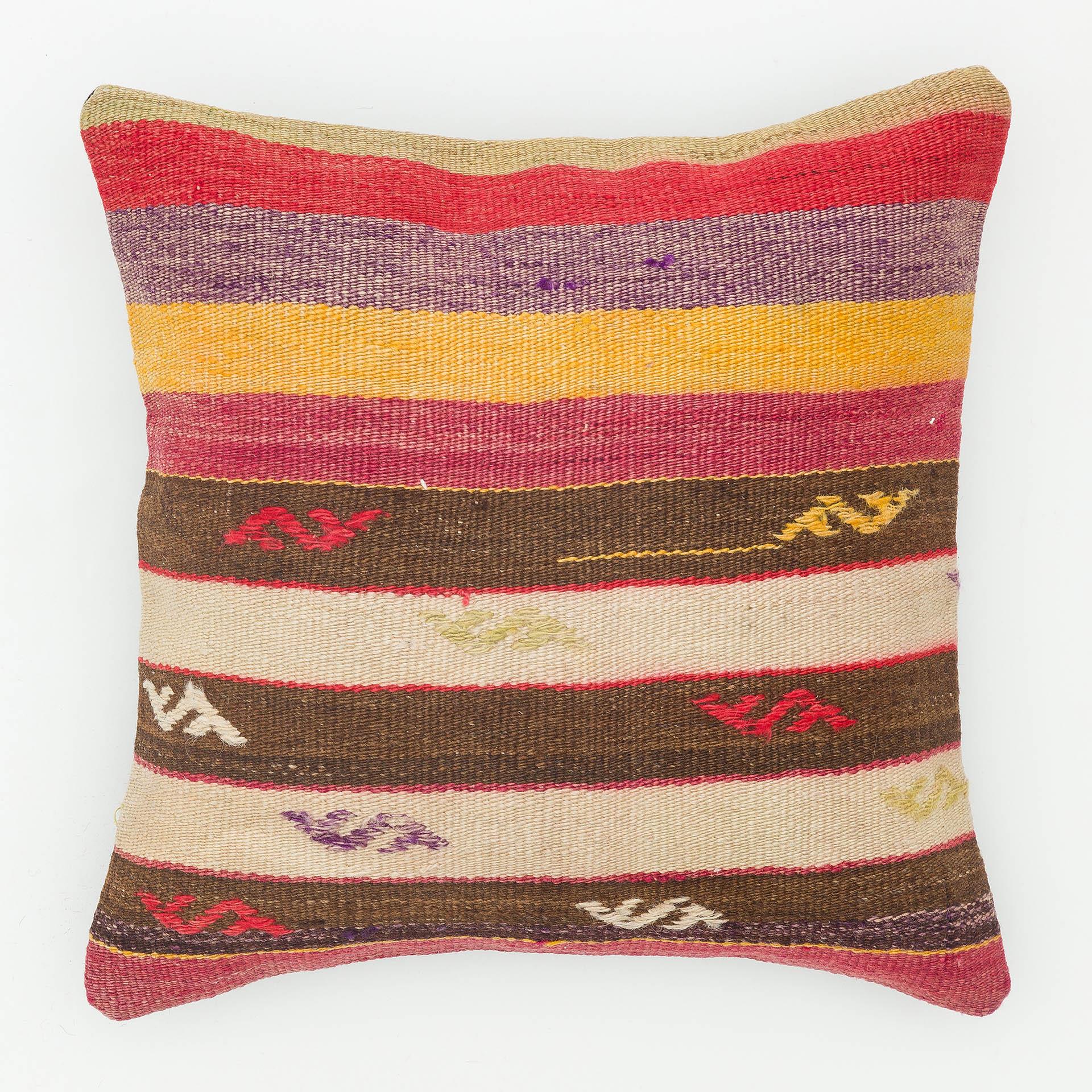 EL DÜĞÜMLÜ BEYAZ RENKLİ KENDİR KİLİM VİNTAGE YASTIK KILIFI