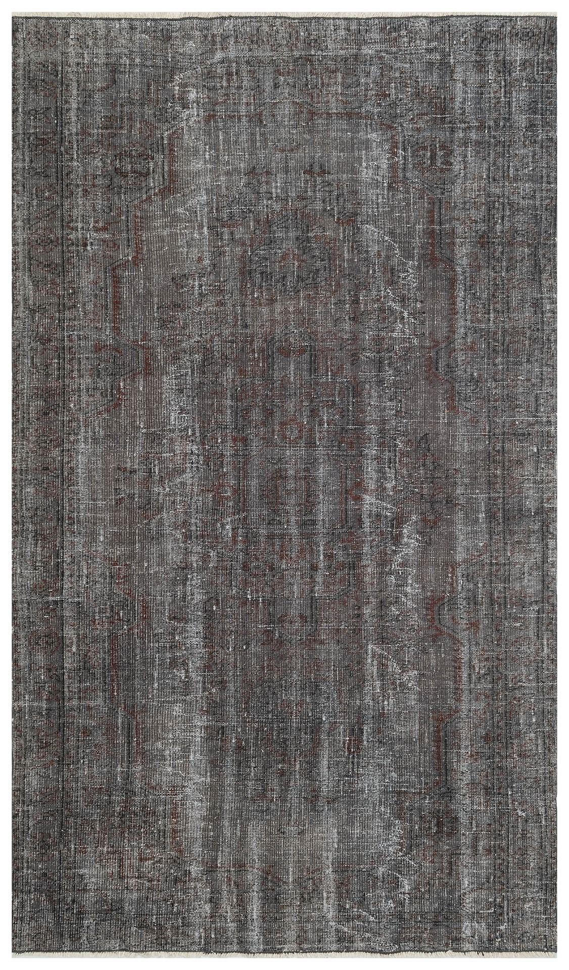 GENELEKSEL EL DOKUMA ANTRASİT RENGİ ESKİME VİNTAGE SALON HALISI