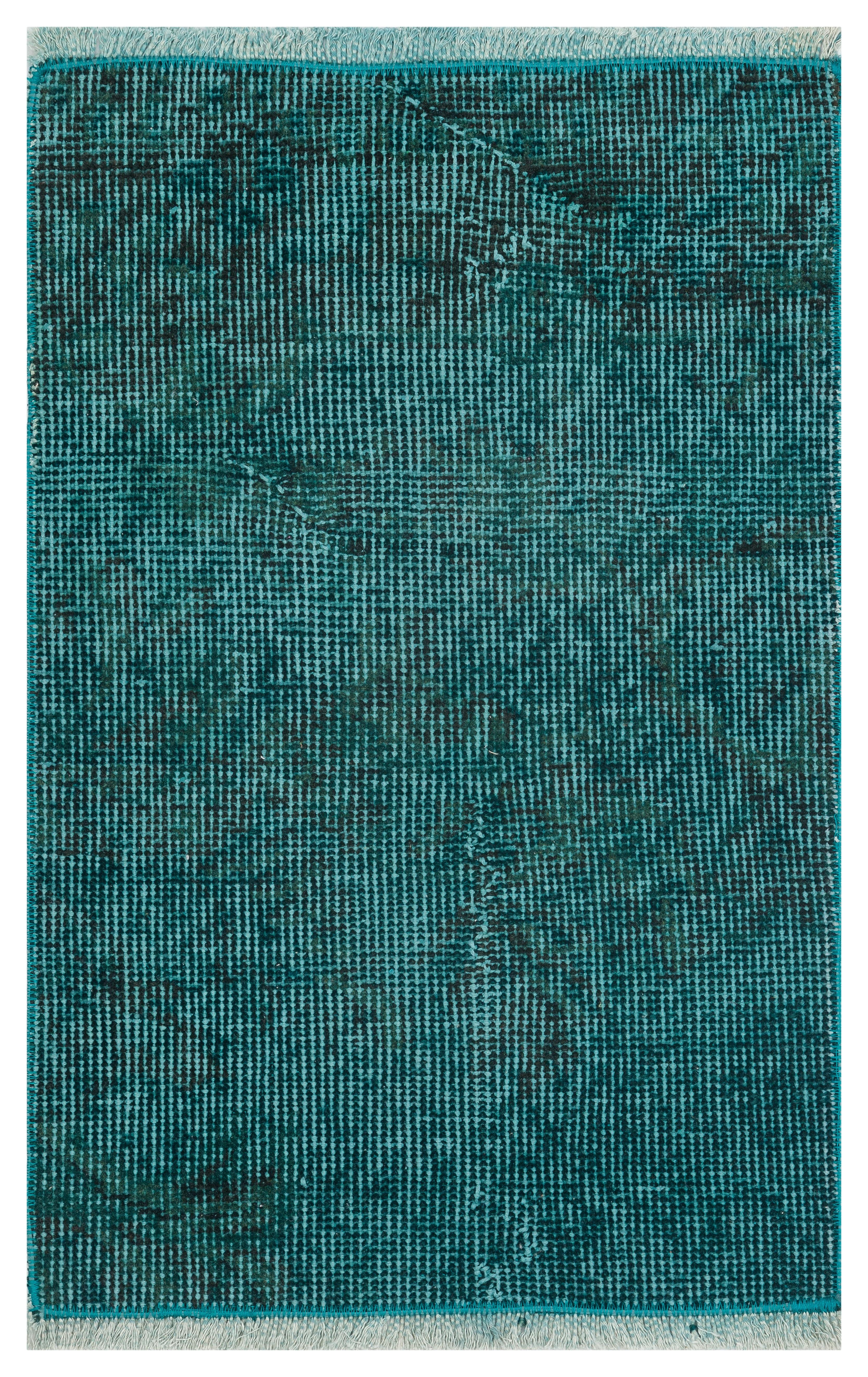 EŞSİZ EL DOKUMA KOYU TURKUAZ RENGİ VİNTAGE HALI PASPAS