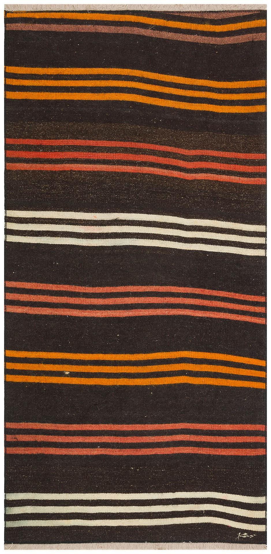 ÇOK RENKLİ ÇİZGİLİ DESEN EL DOKUMA ANADOLU KİLİM