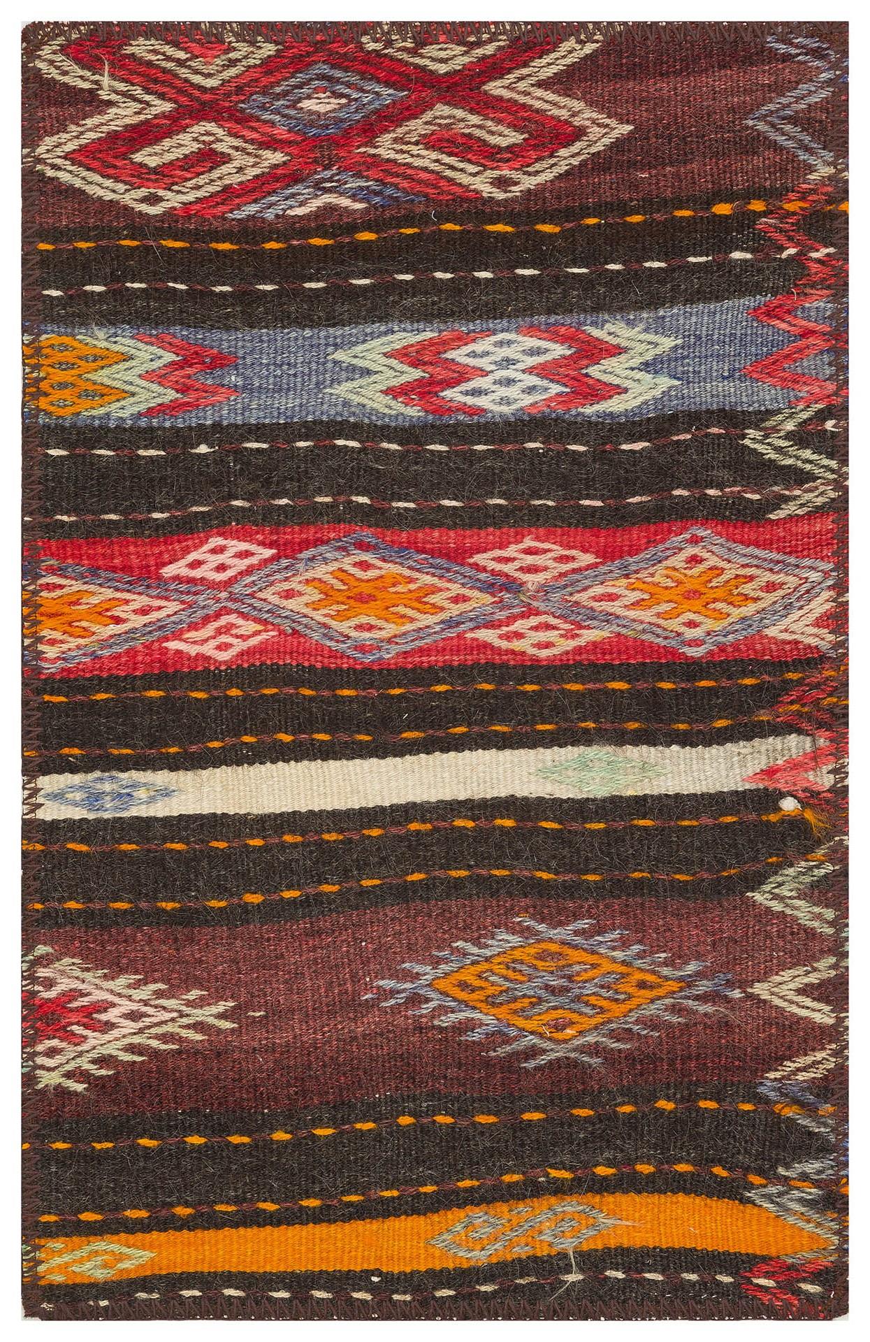  GERÇEK EL YAPIMI ÇOK RENKLİ KEÇİ KILI GEOMETRİK DESEN YÜNLÜ KİLİM PASPAS