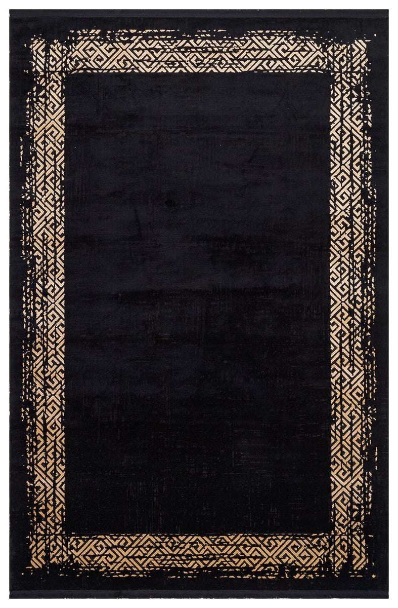 HALICA TENOM SİYAH ALTİN RENGİ ÇİÇEKLİ MODREN BAMBU HALI