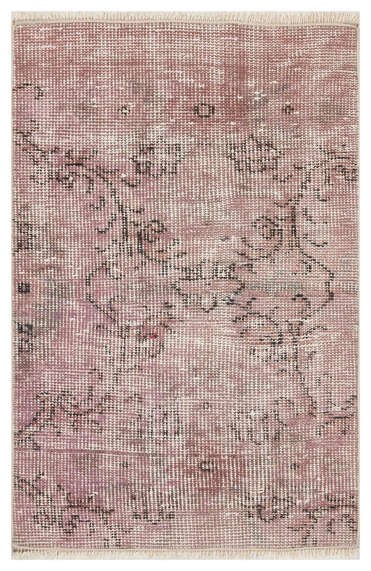 GENELEKSEL DOĞAL EL DOKUMA PUDRA RENGİ ÇİÇEKLİ DESEN HALI PASPAS