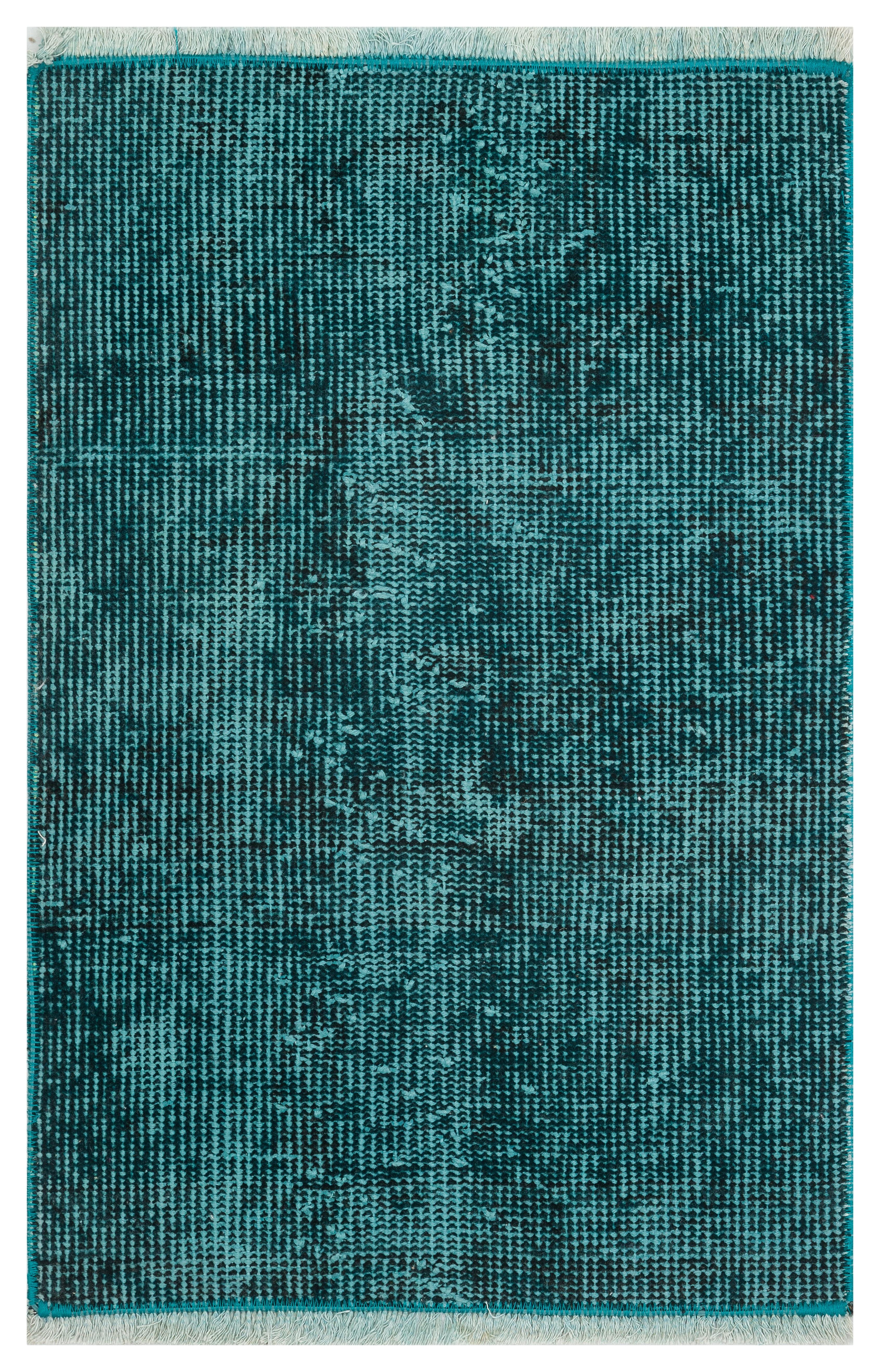 EŞSİZ EL DOKUMA KOYU TURKUAZ RENGİ VİNTAGE HALI PASPAS