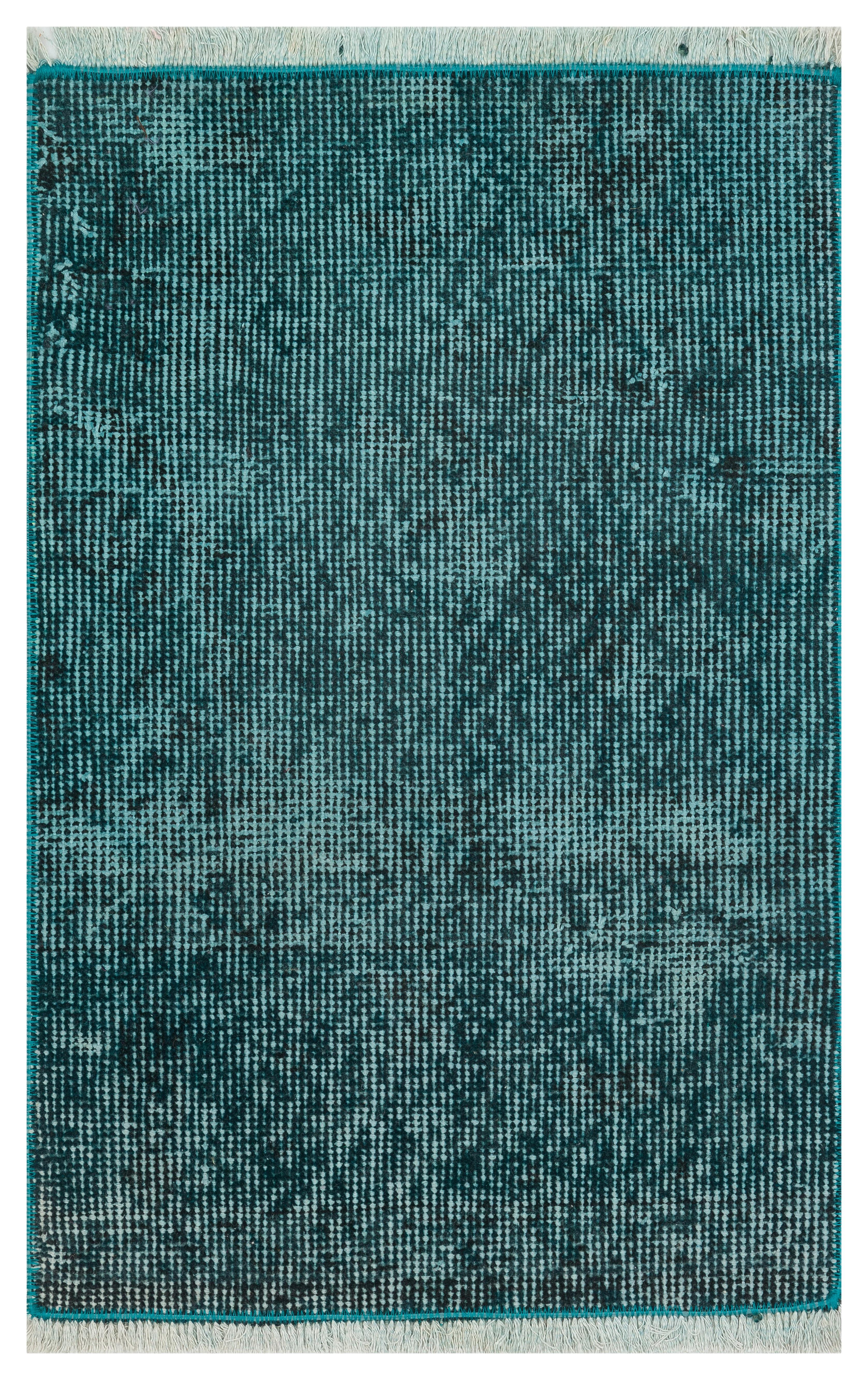 EŞSİZ EL DOKUMA KOYU TURKUAZ RENGİ VİNTAGE HALI PASPAS