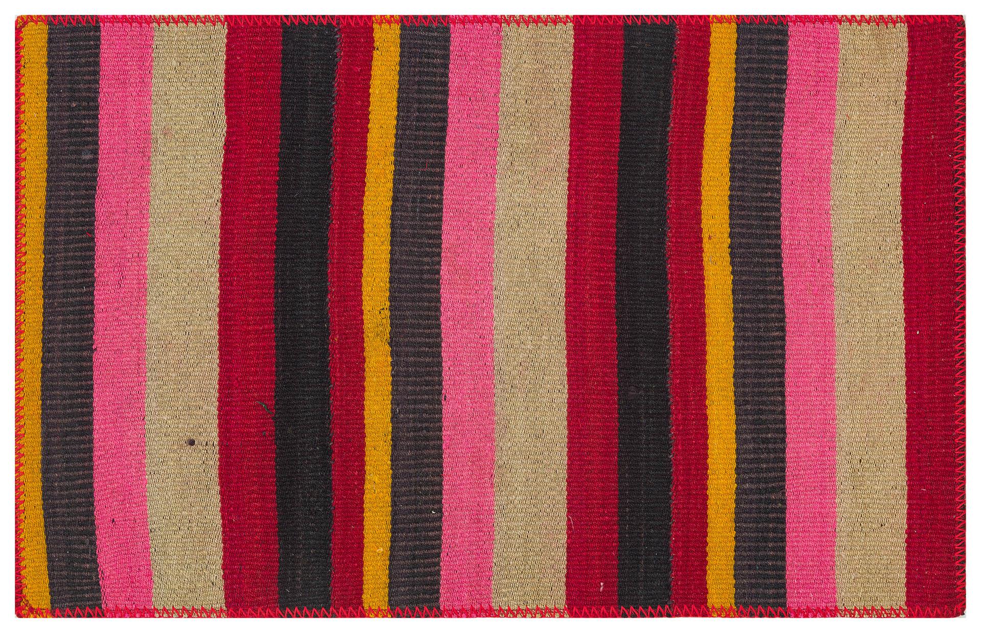 GERÇEK EL DOKUMA RENKLİ ÇİZGİLİ  KİLİM PASPAS