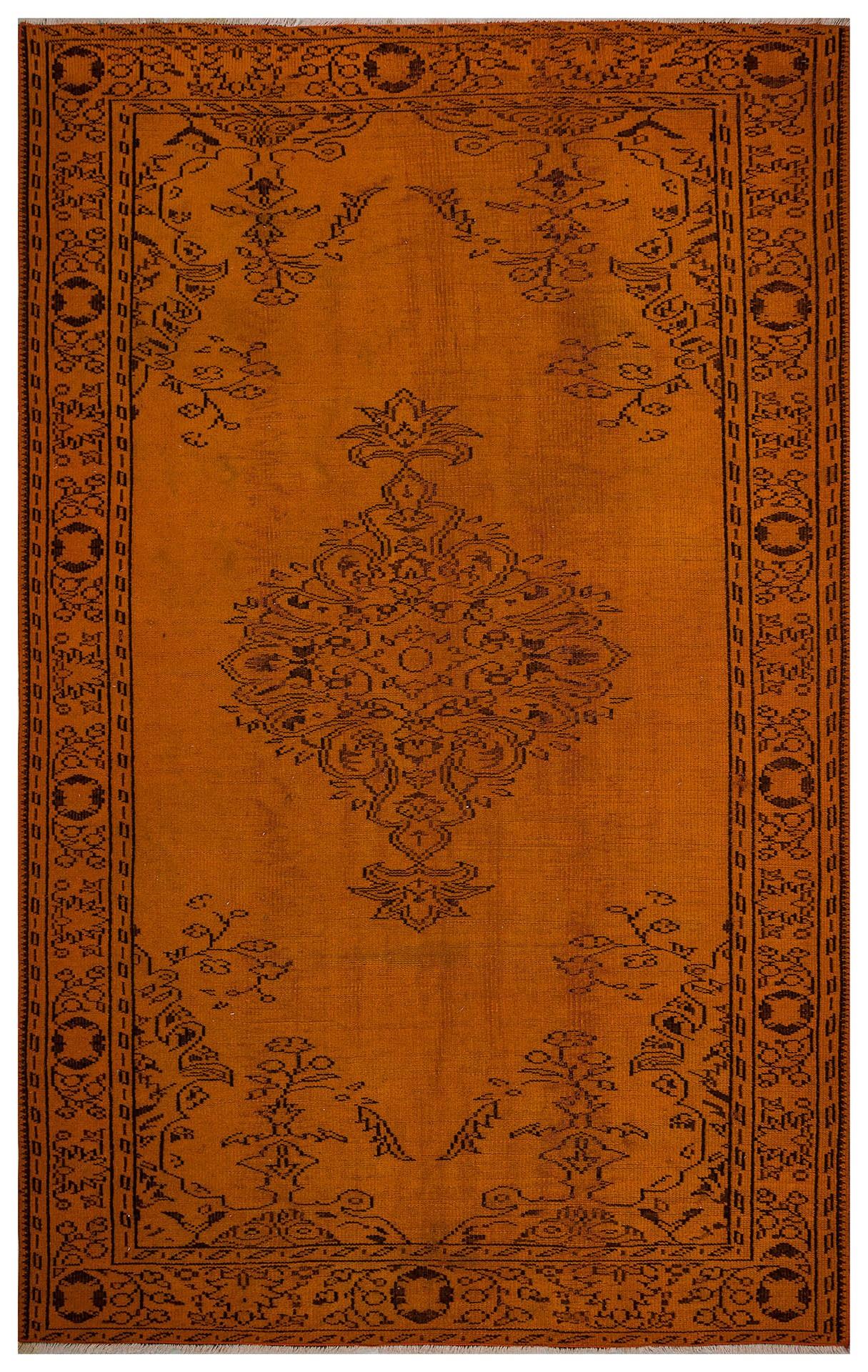 GERÇEK EL DOKUMA SİYAH GÖBEKLİ KOY BAKİR RENGİ VİNTAGE HALISI