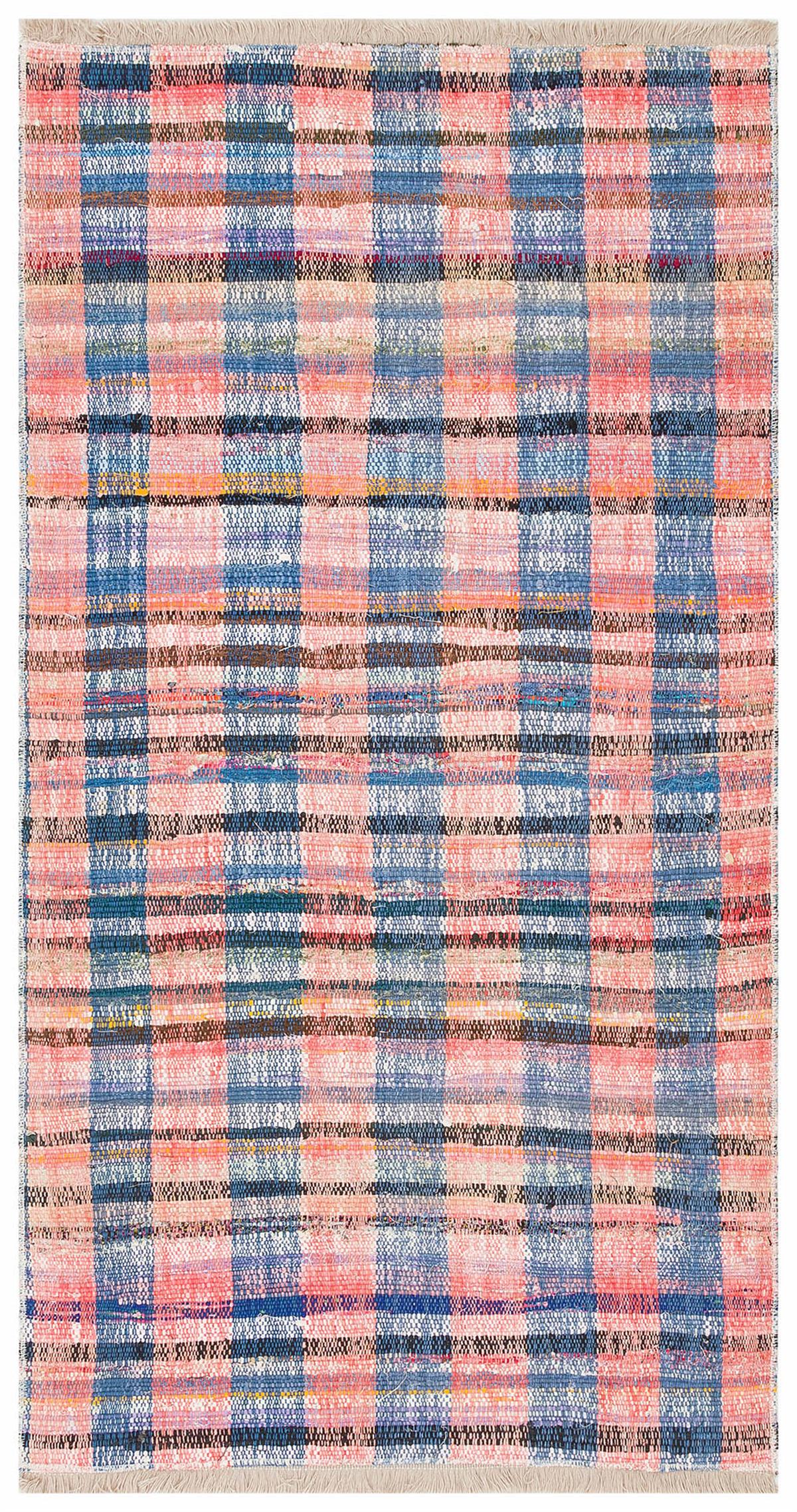 Pembe Mavi Rengi El Dokuma Çaput Pala Yün Kilim