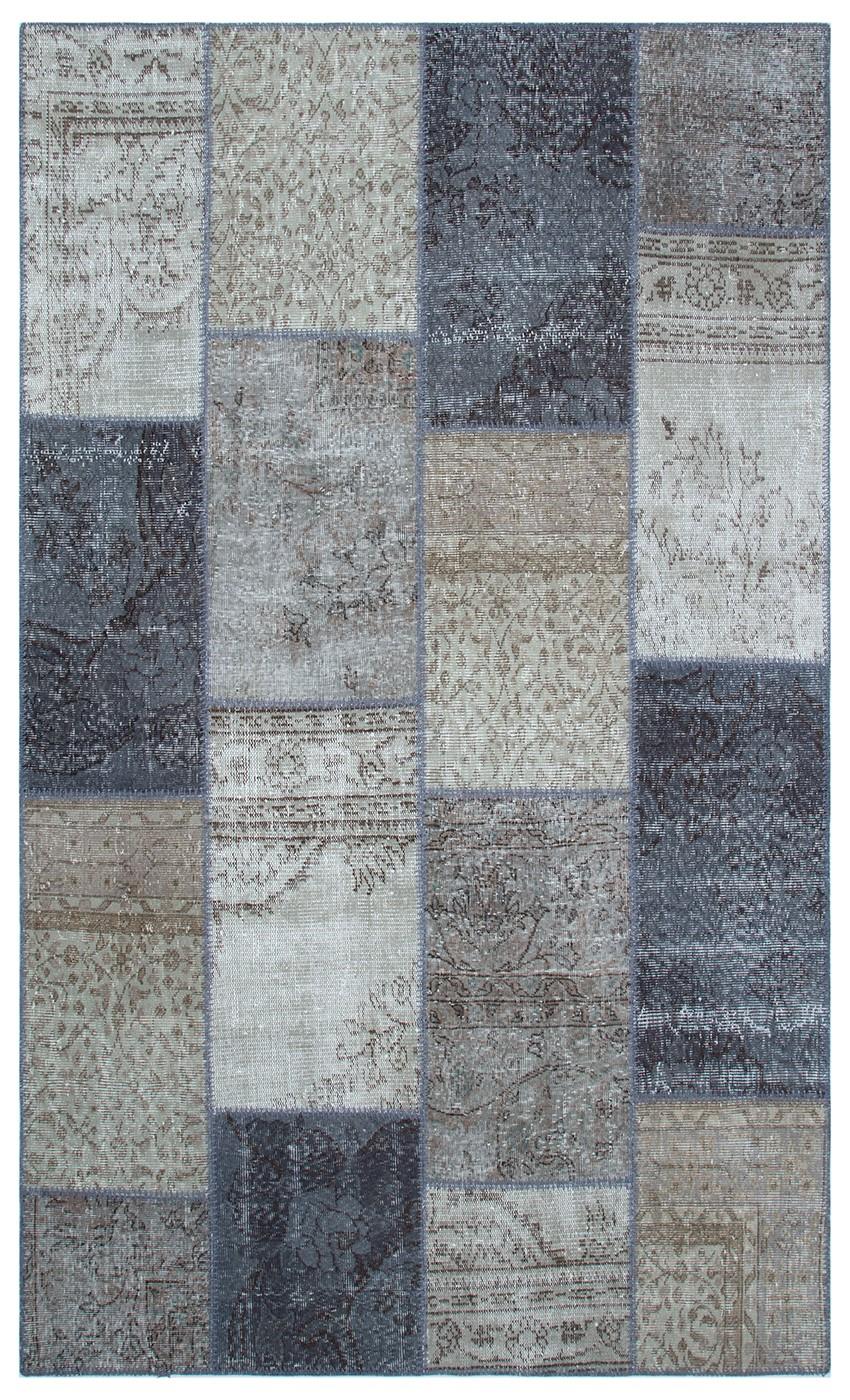 Geneleksel El Dokuma Gri Tonleri Patchwork Halı
